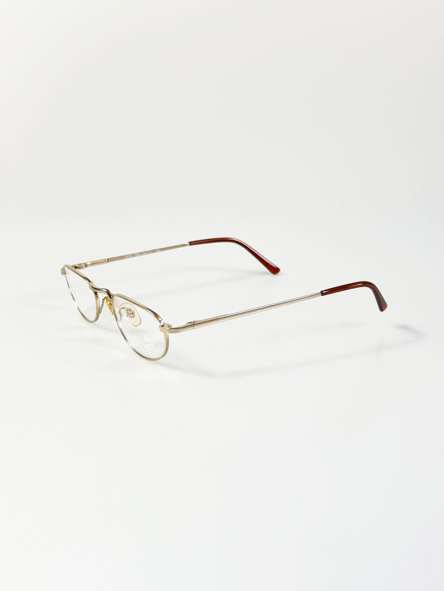 90's TREVI Gold Slim Oval Metal Frame Glasses