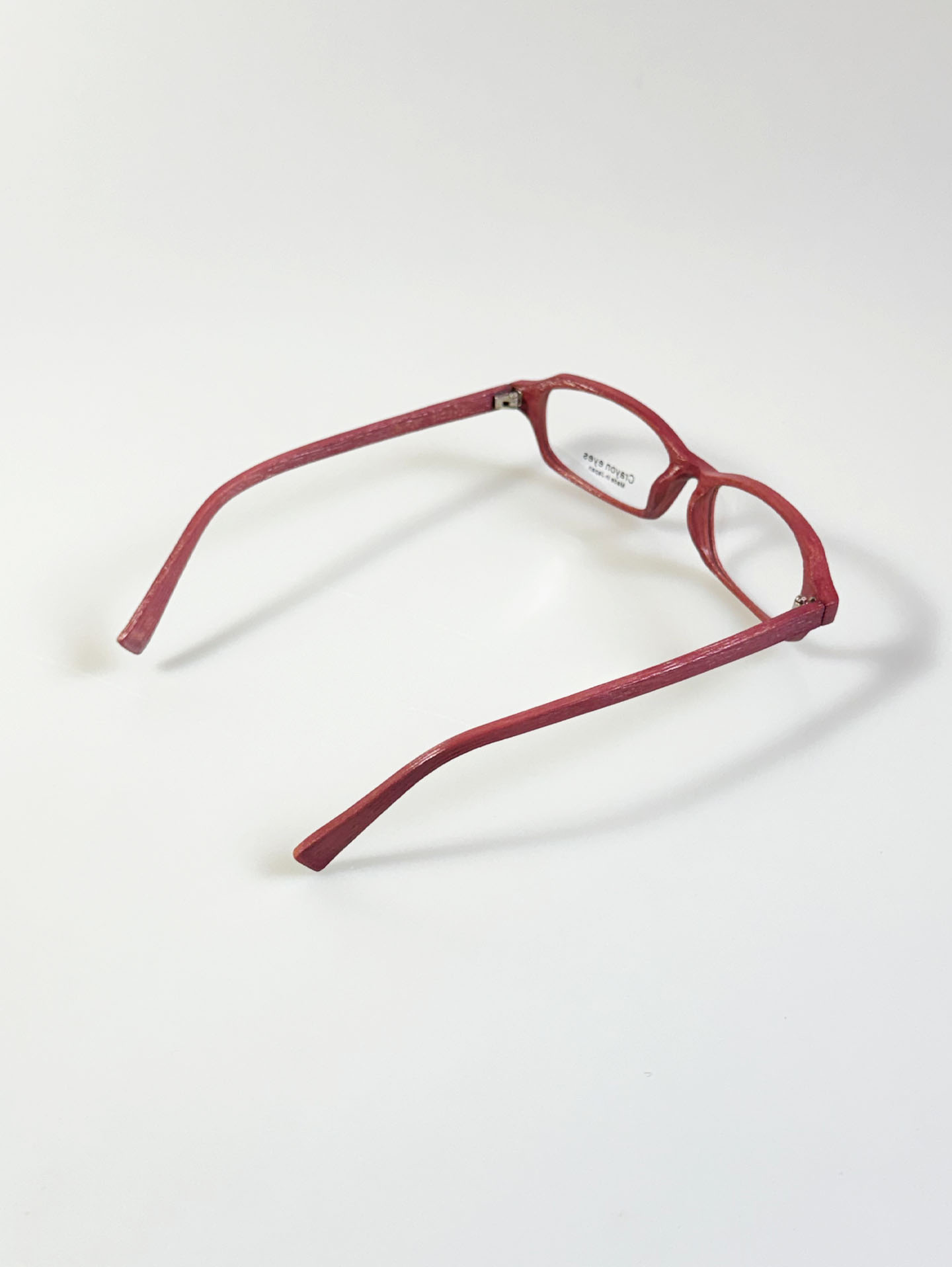 CRAYON EYES Pink Wood Slim Rectangle Frame Glasses (made in Japan)