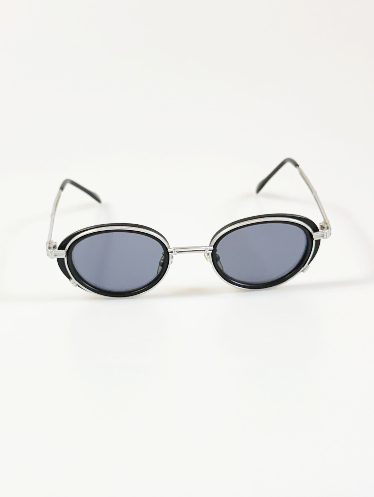 90's Silver & Black Layered Oval Metal Sunglasses