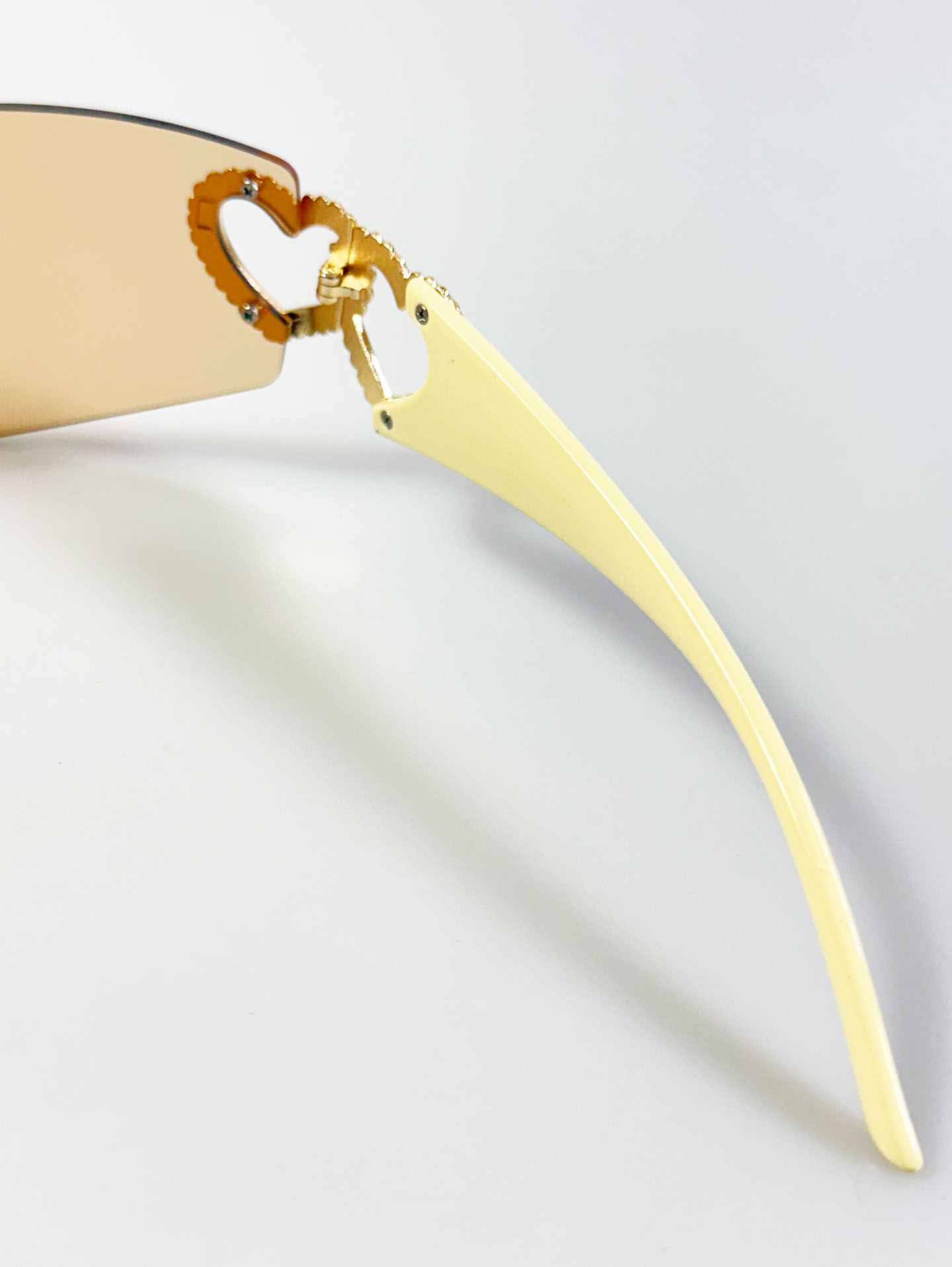 Heart Detail Orange Shield Wraparound Sunglasses
