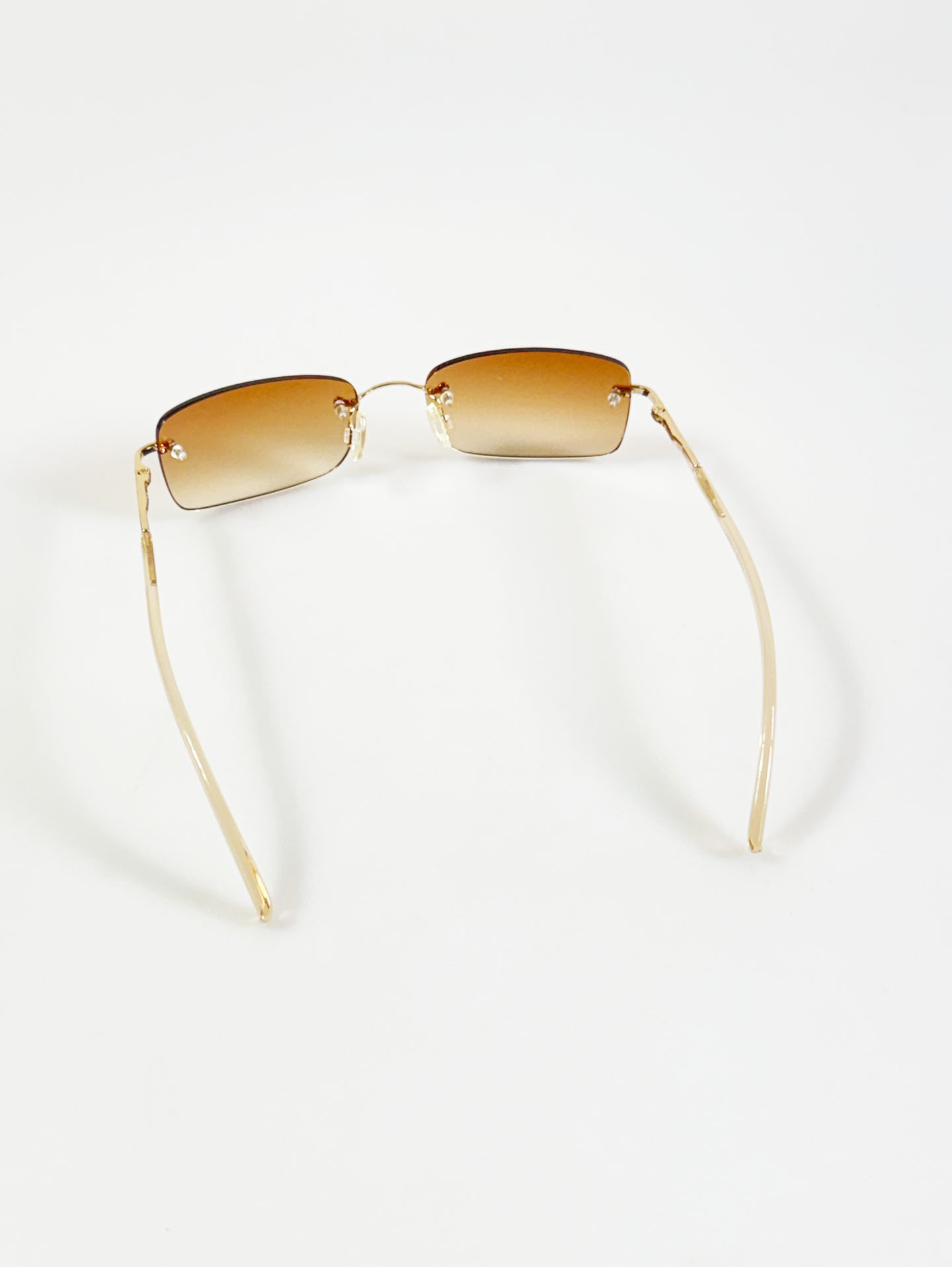 CAPRIO Rimless Gold Metal Square Tint Sunglasses