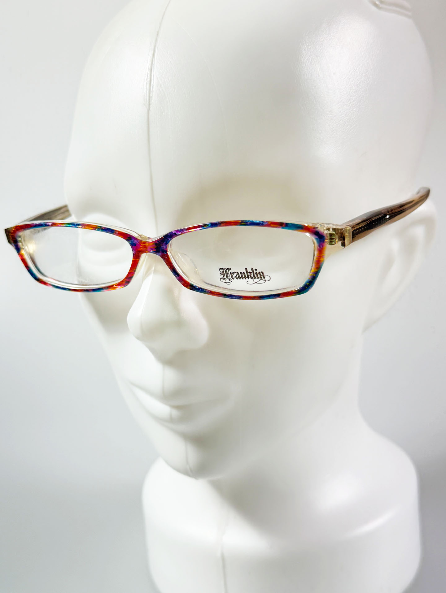 90's Franklin Patterned Square Horn-Rim Frame Glasses