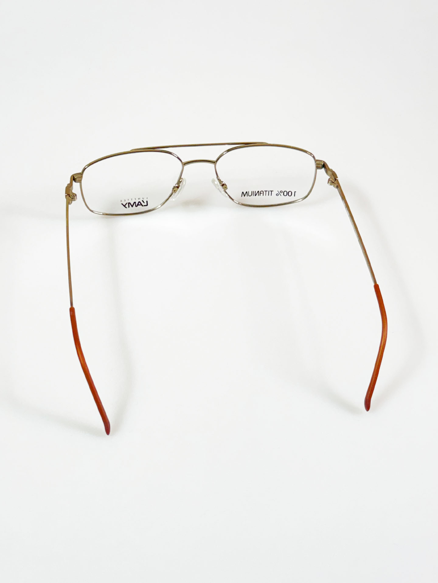 LAMY Golde Tone Titanium Slim Square Boeing Metal Frame Glasses