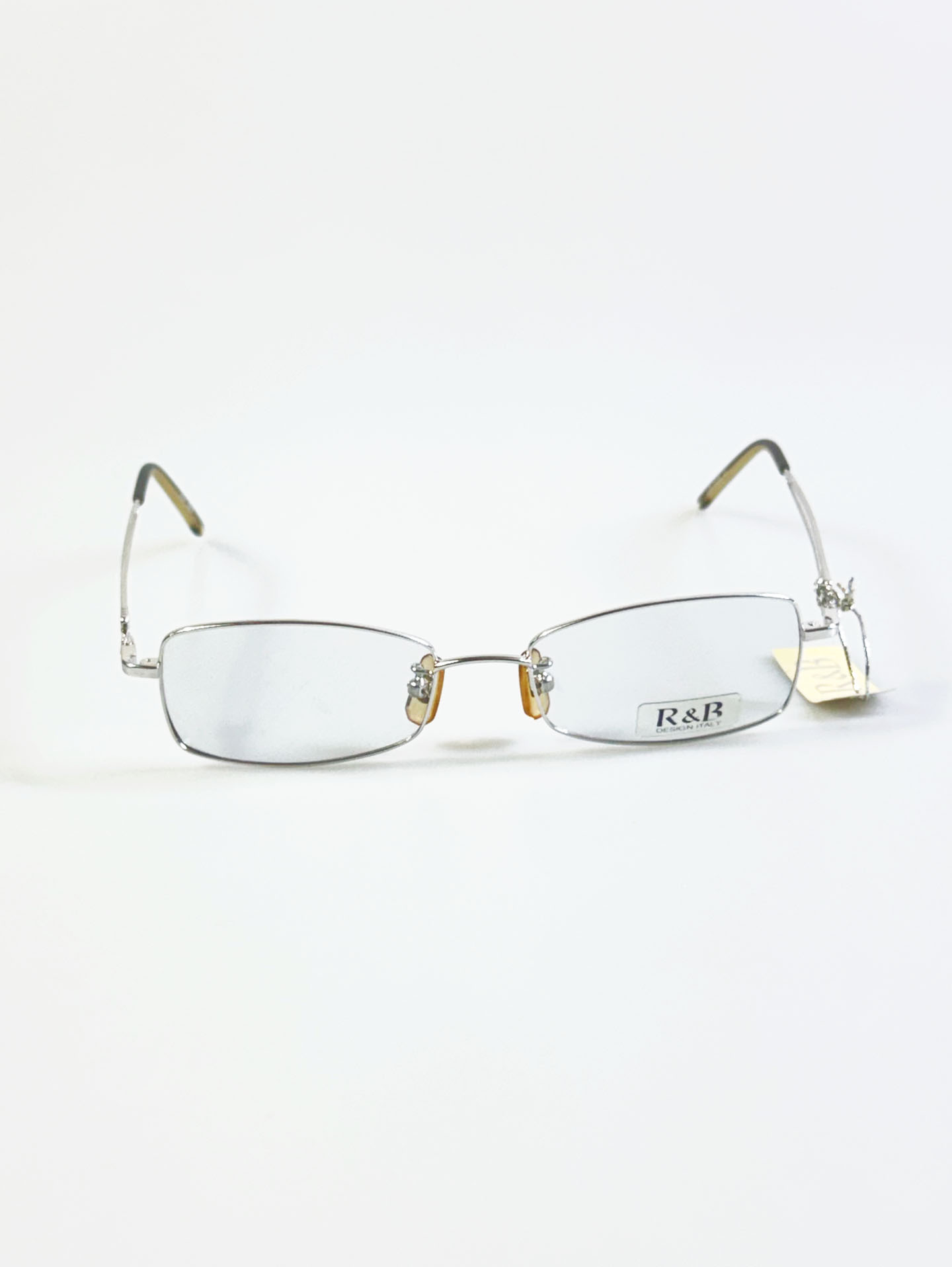 R&B Eyewear Silver Slim Square Metal Frame Glasses