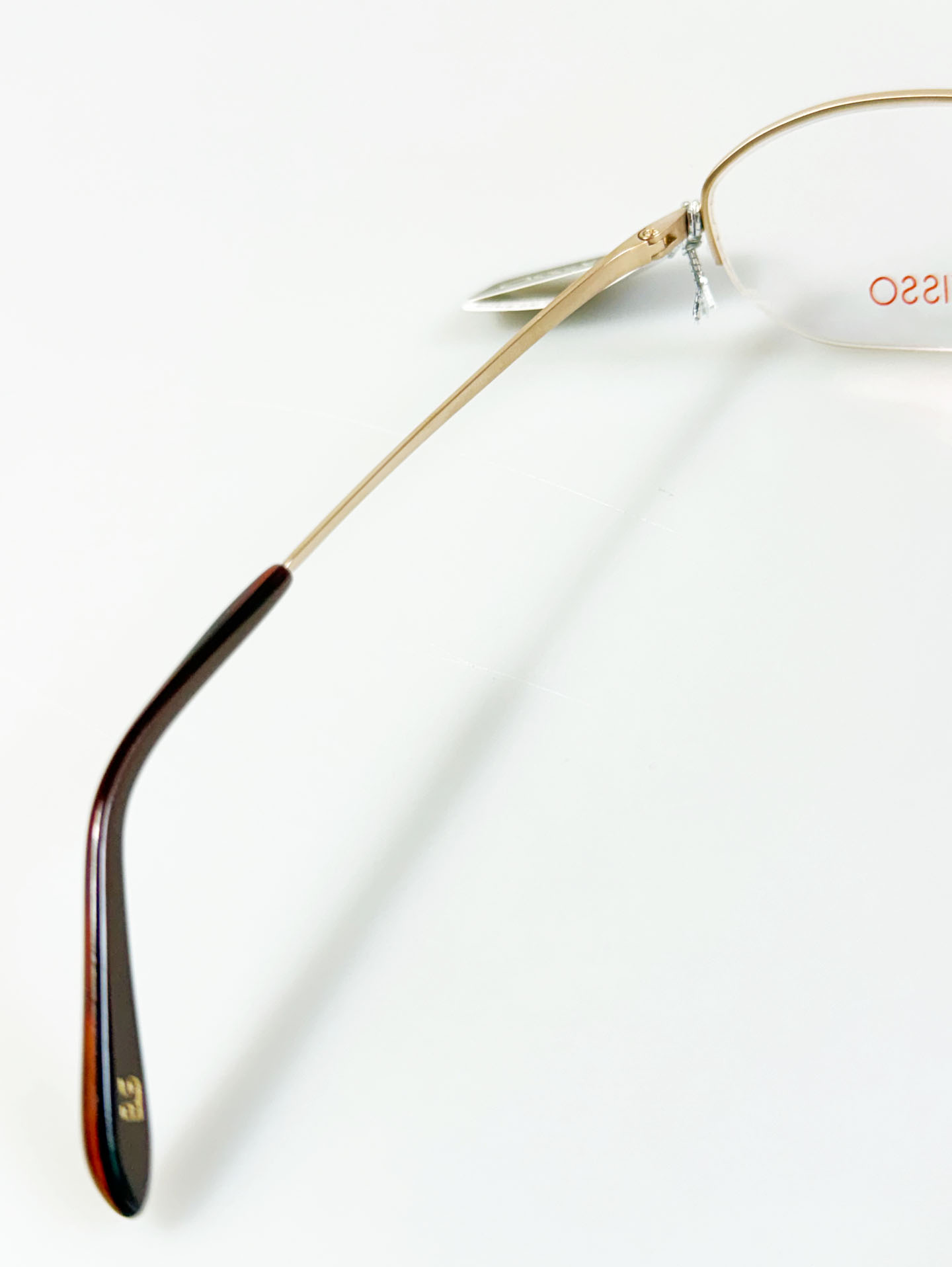 KISSO Gold Beta Titanium Double-Bridge Semi-Rimless Square Frame Glasses