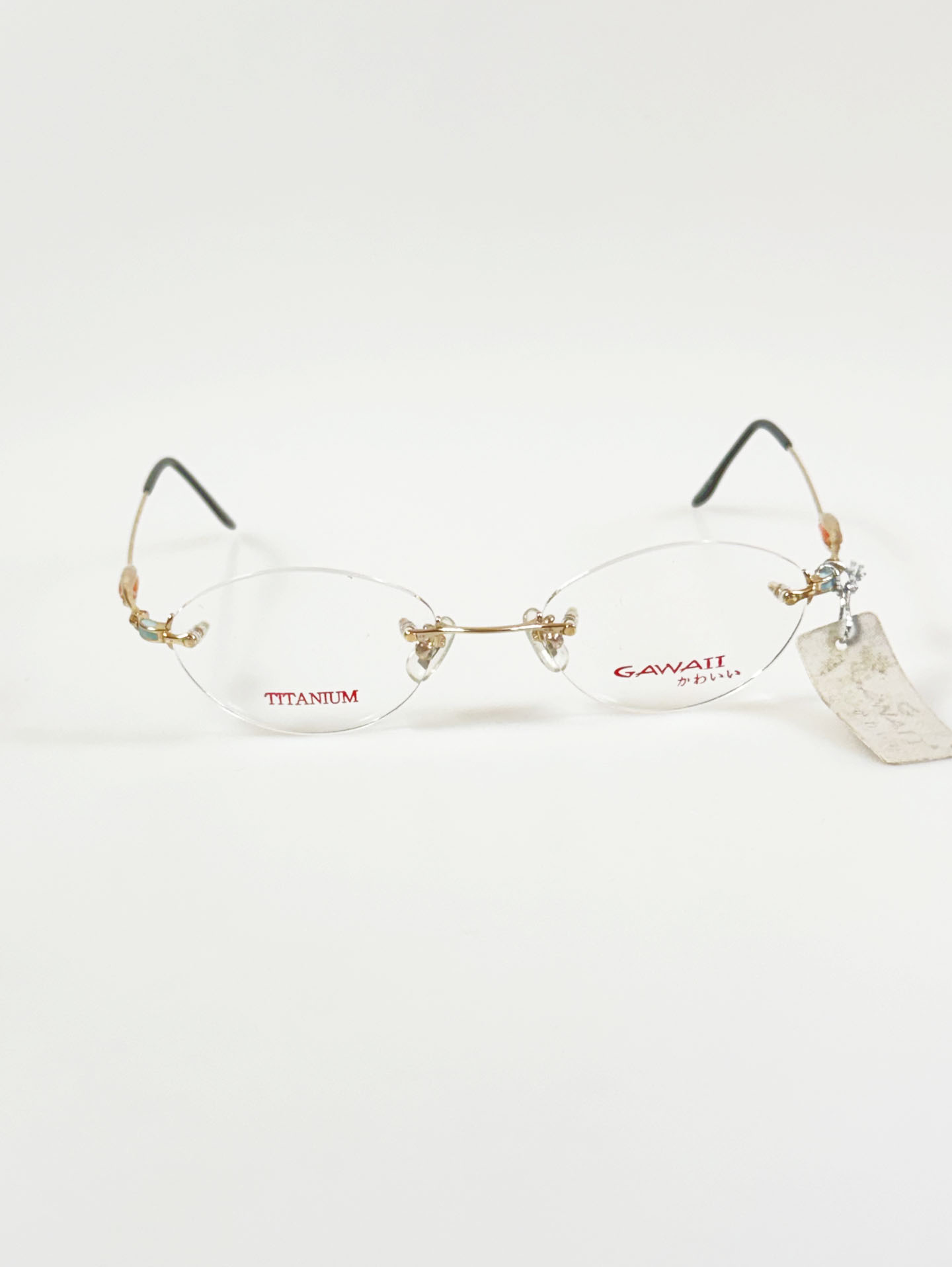 GAWAII Gold Rimless Oval Titanium Frame Glasses