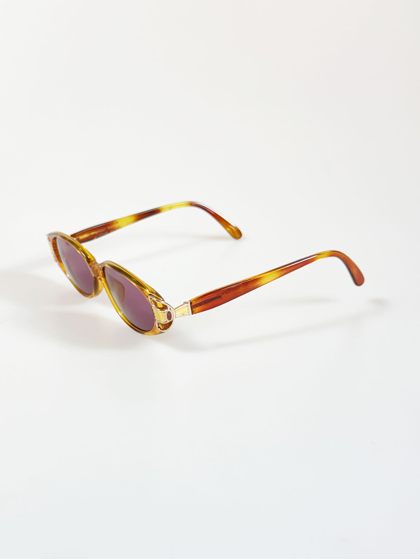 90's TANTE MARIE Amber Tortoishell Bold Oval Tint Sunglasses