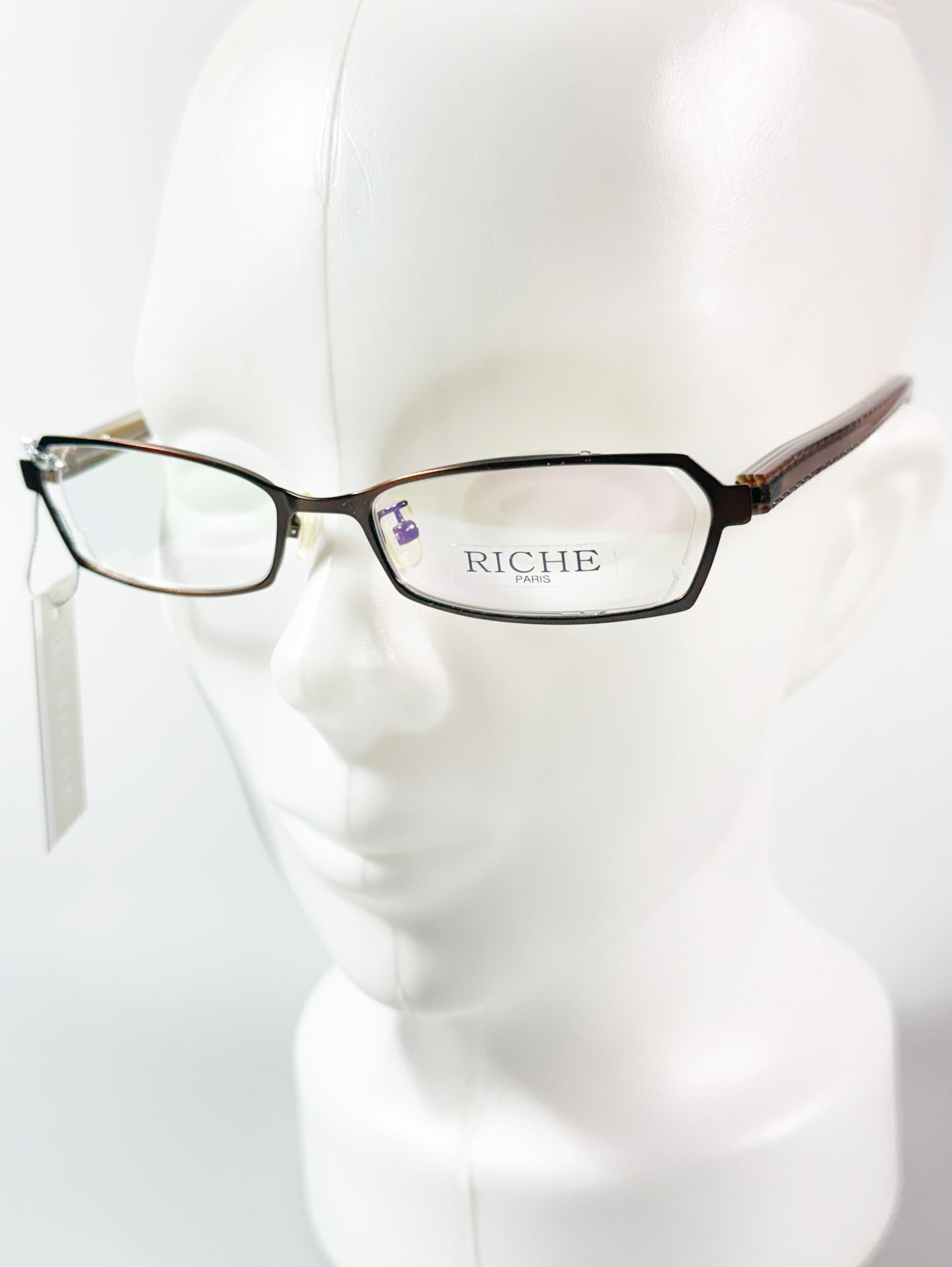 RICHE Paris Slim Square Metal Frame Glasses