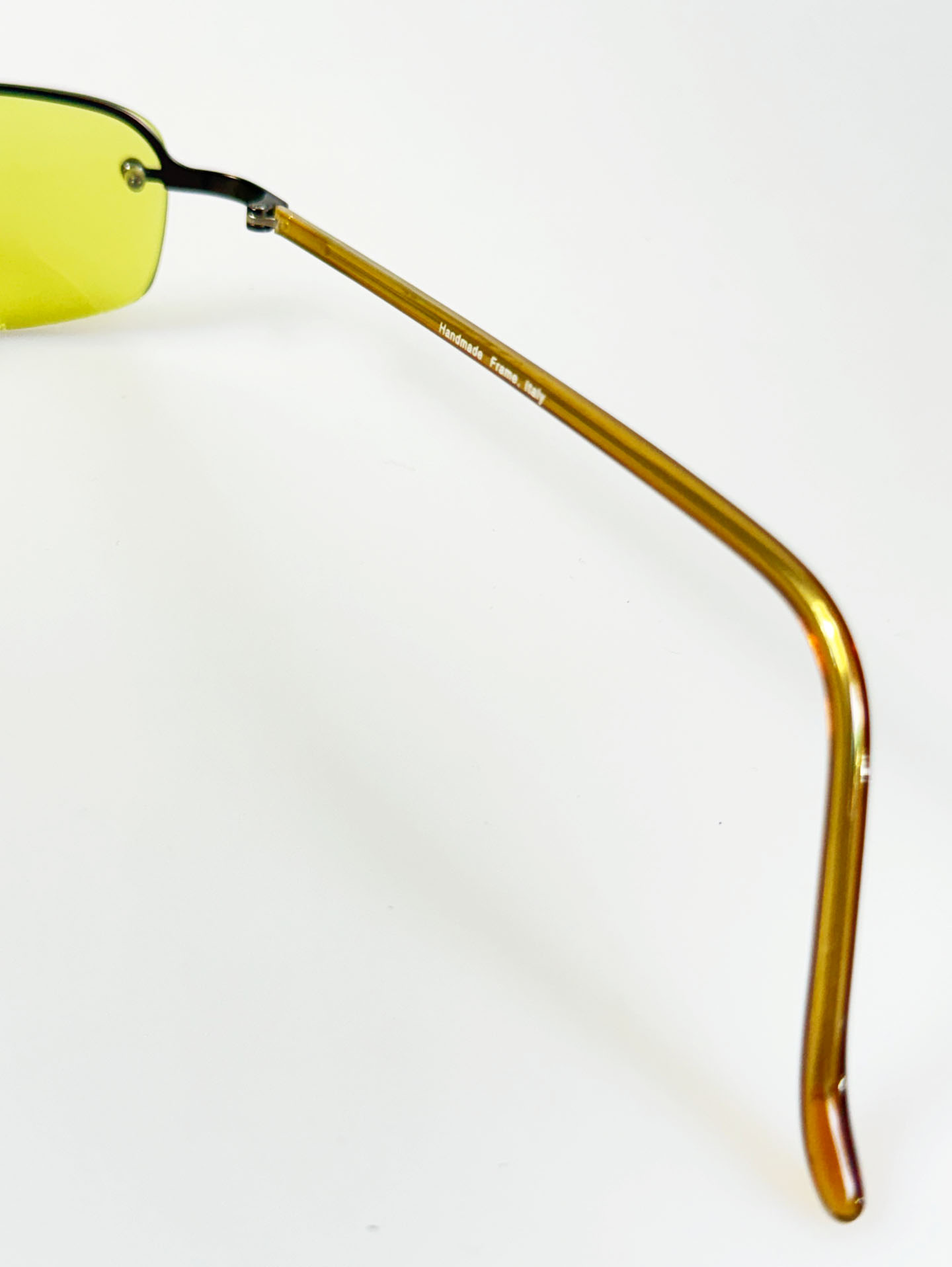 90's ODISAY Yellow Tint Rimless Square Sunglasses