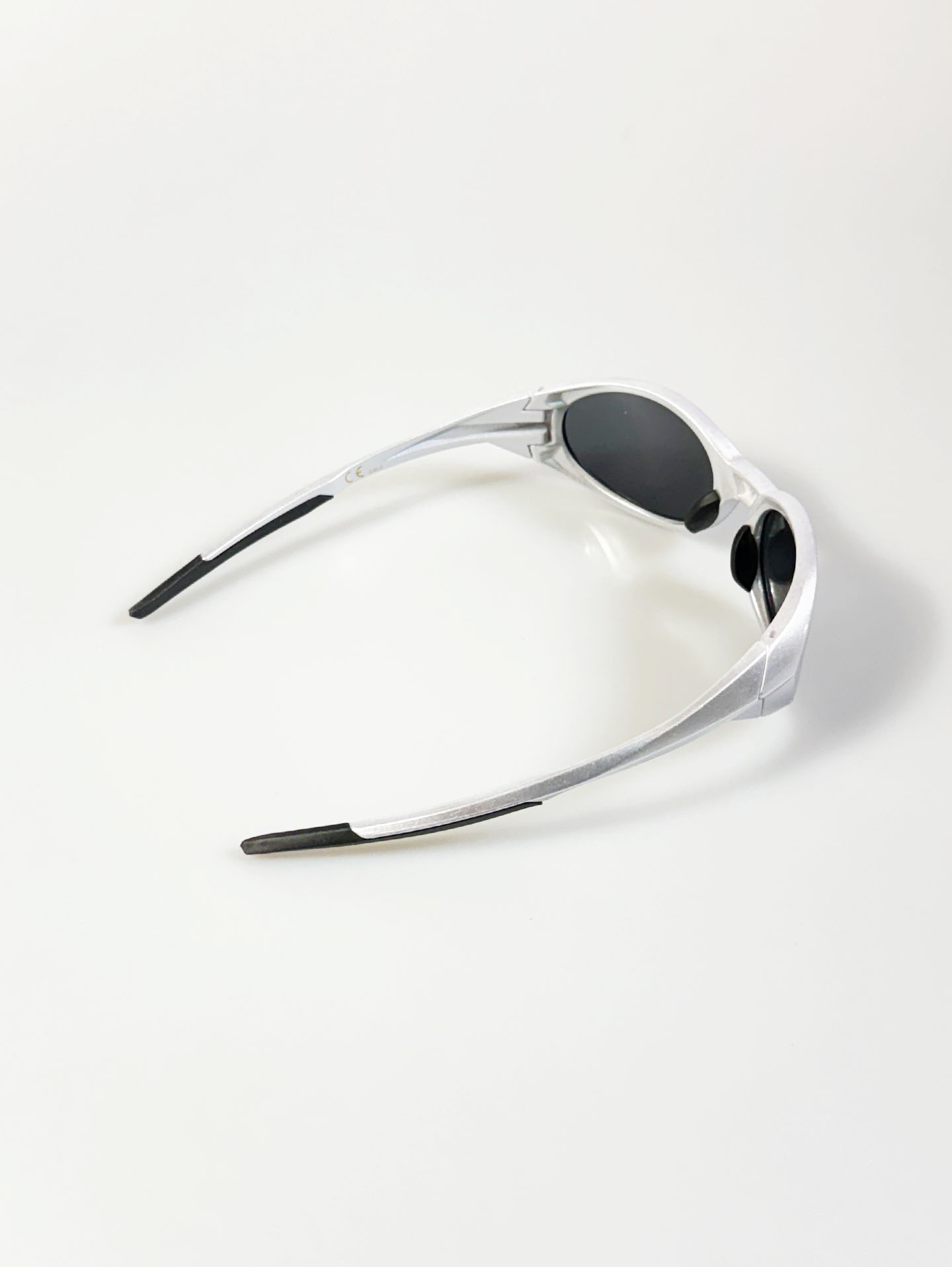 Silver Wraparound Oval Acetate Sport Sunglasses