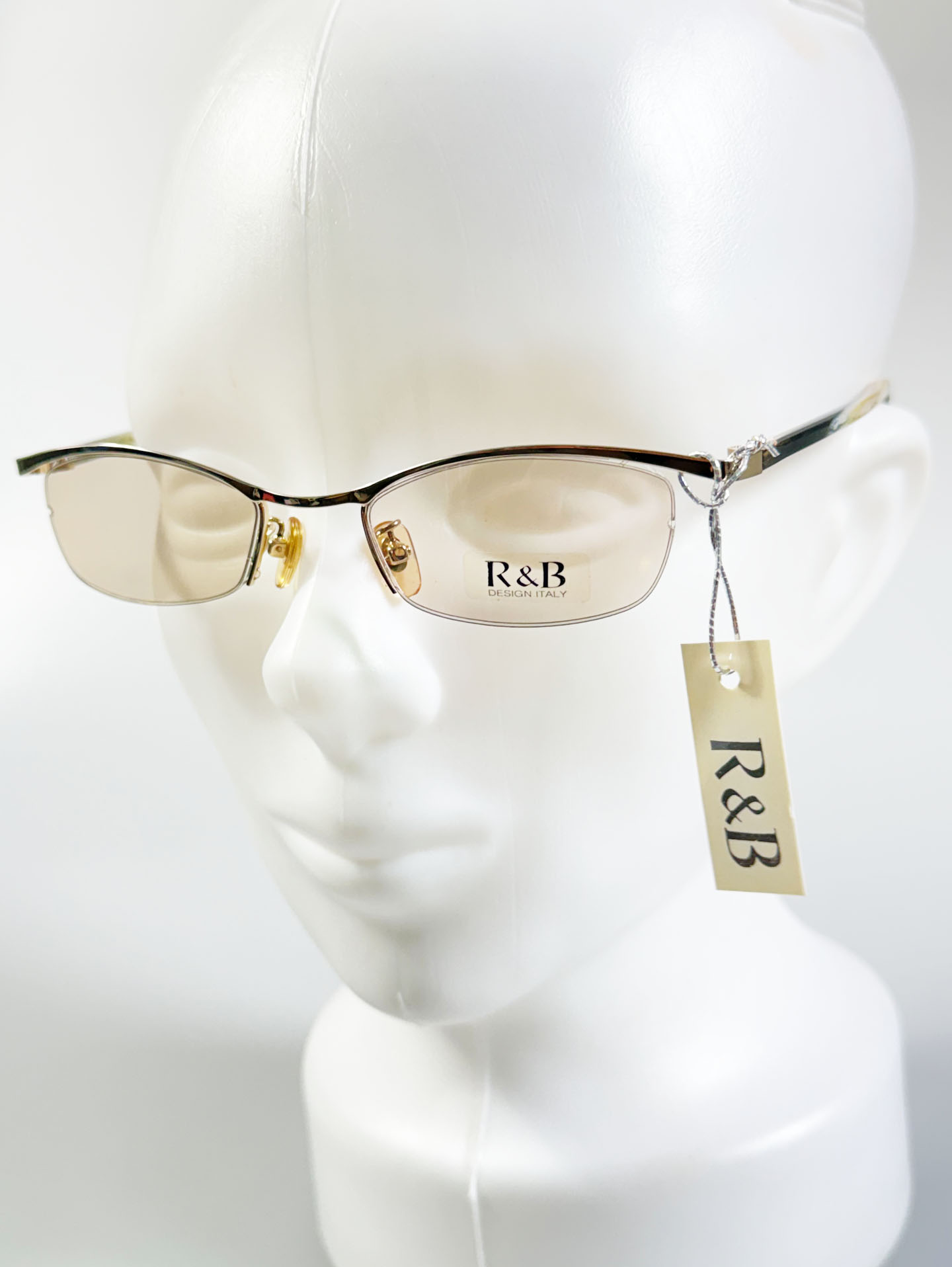 R&B EYEWEAR Gold Semi-Rimless Square Metal Tinted Glasses