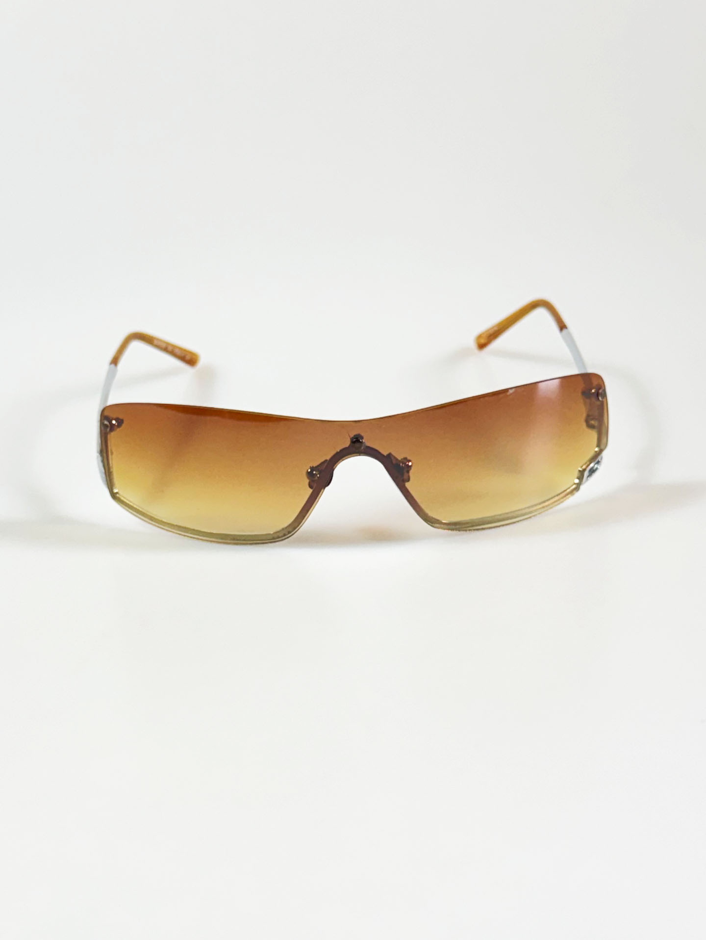 Rimless Shield Square Metal Tint Sunglasses