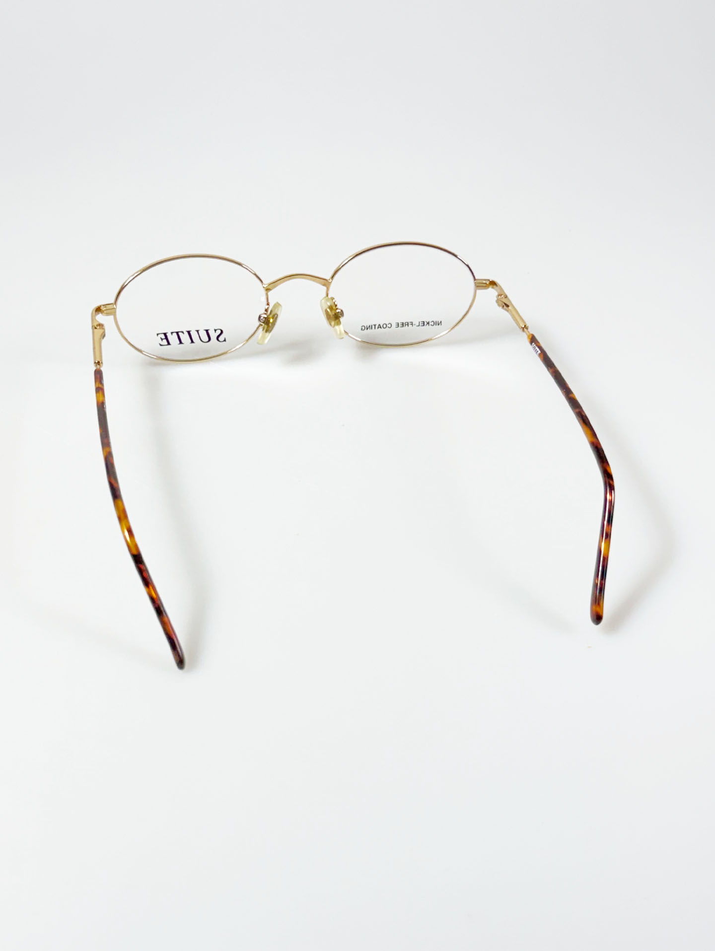 90's SUITE Gold Oval Metal & Tortoiseshell Temple Glasses