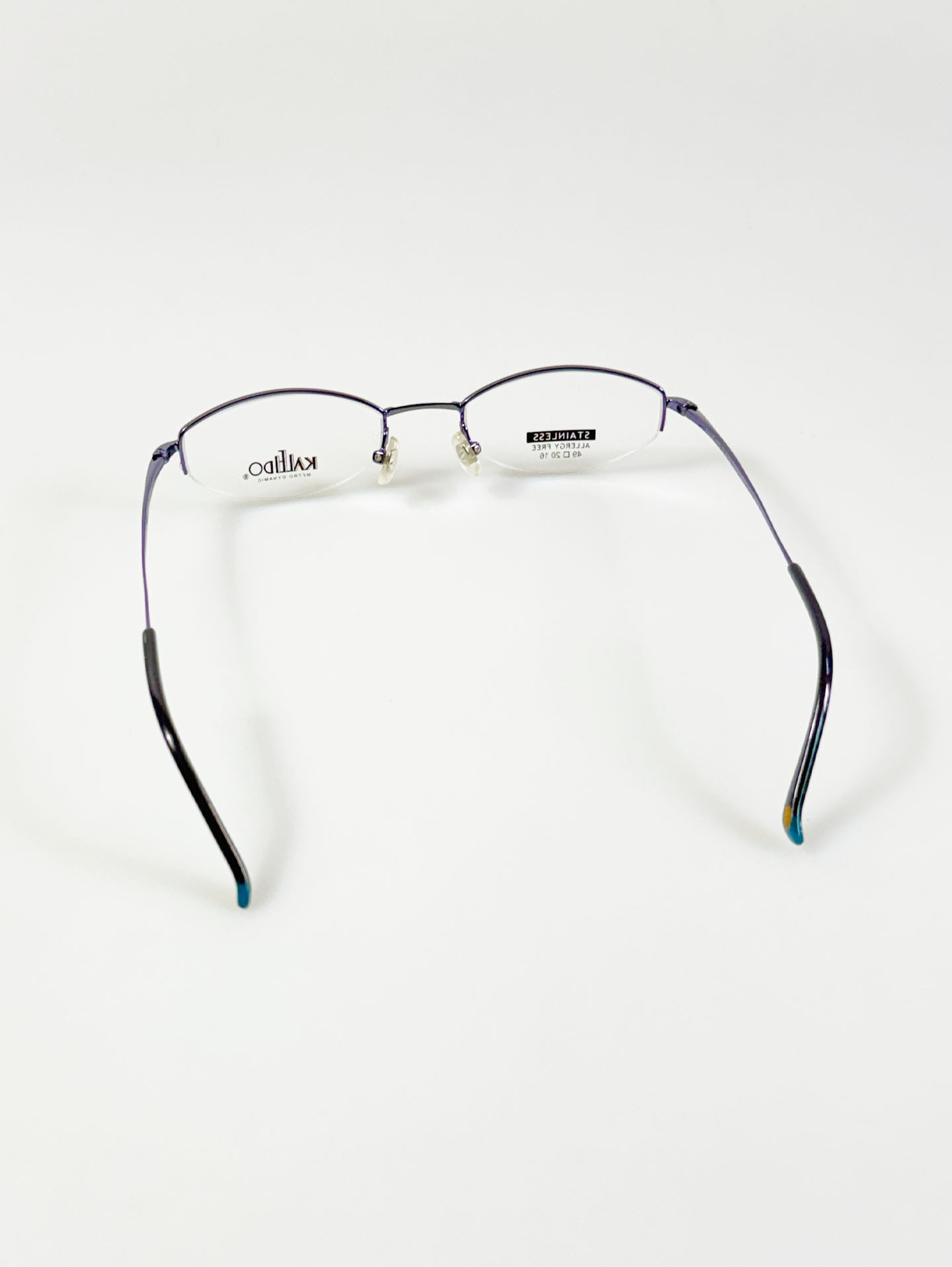 KALEIDO Purple Oval Half-Rim Metal Glasses