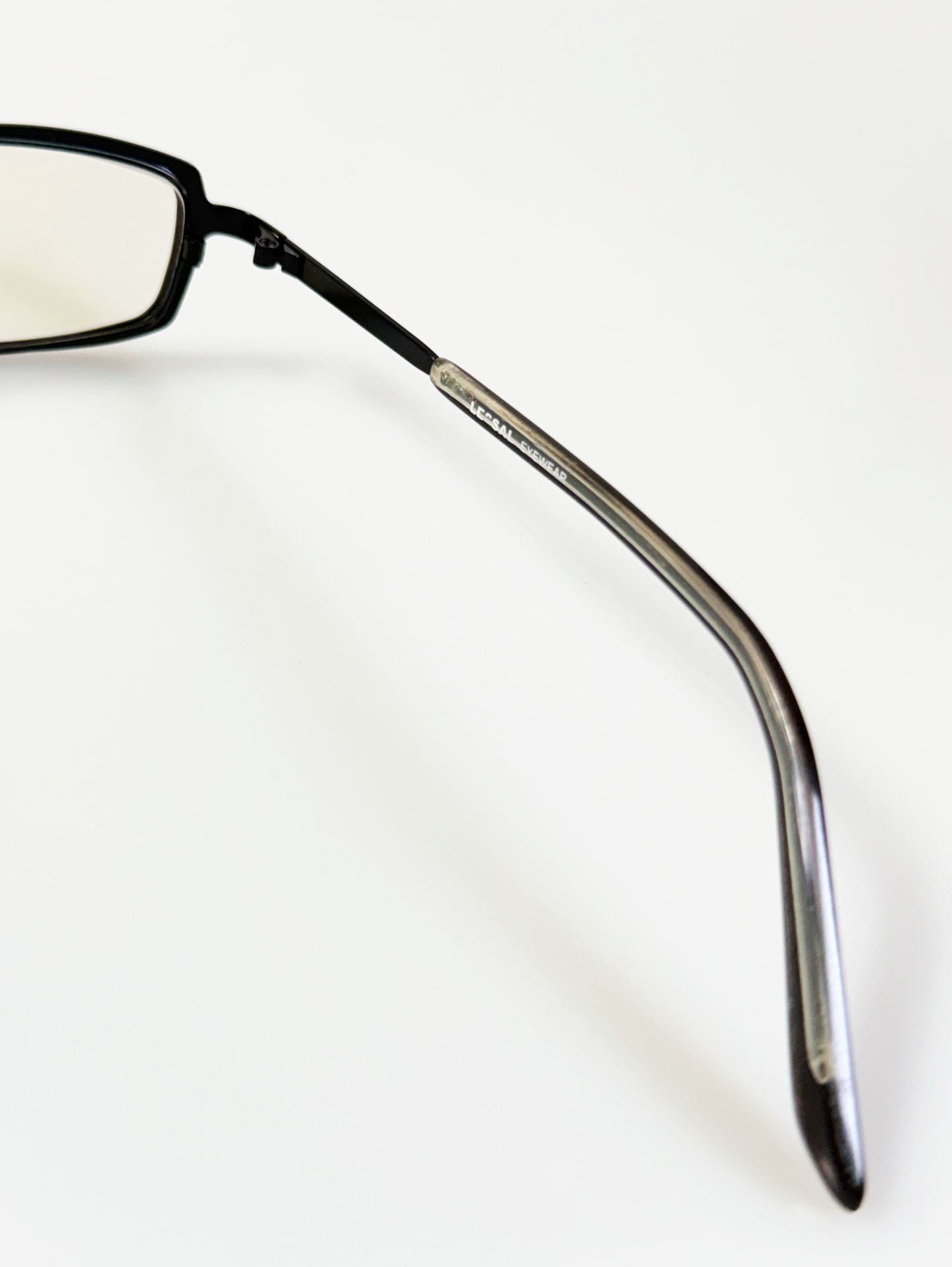 LESSAL Black Slim Square Metal Frame Glasses