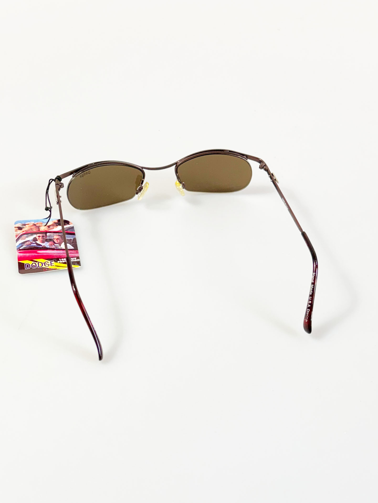 90's DODGE Brown Oval Wire Frame Sunglasses