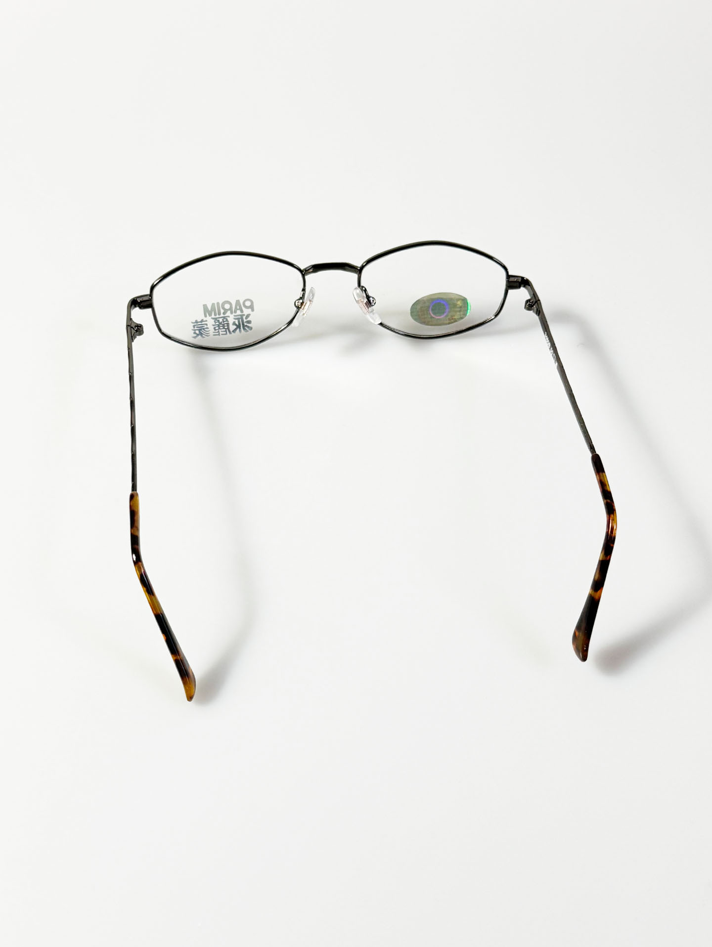 90's PARIM Slim Oval Gunmetal Metal Frame Glasses