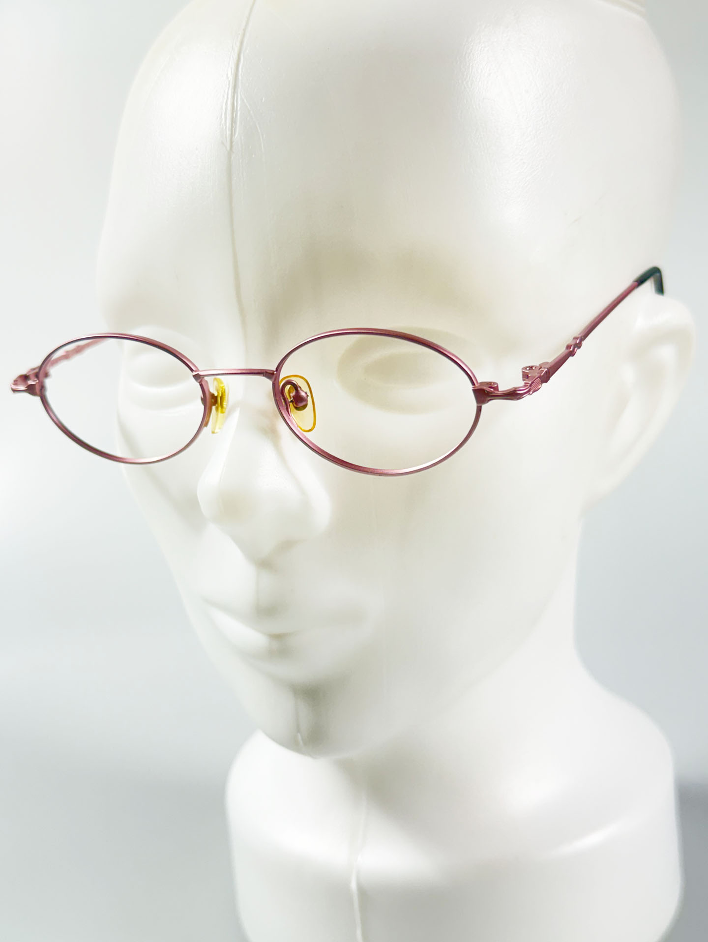 90's TORTOISE Pink Slim Oval Metal Glasses
