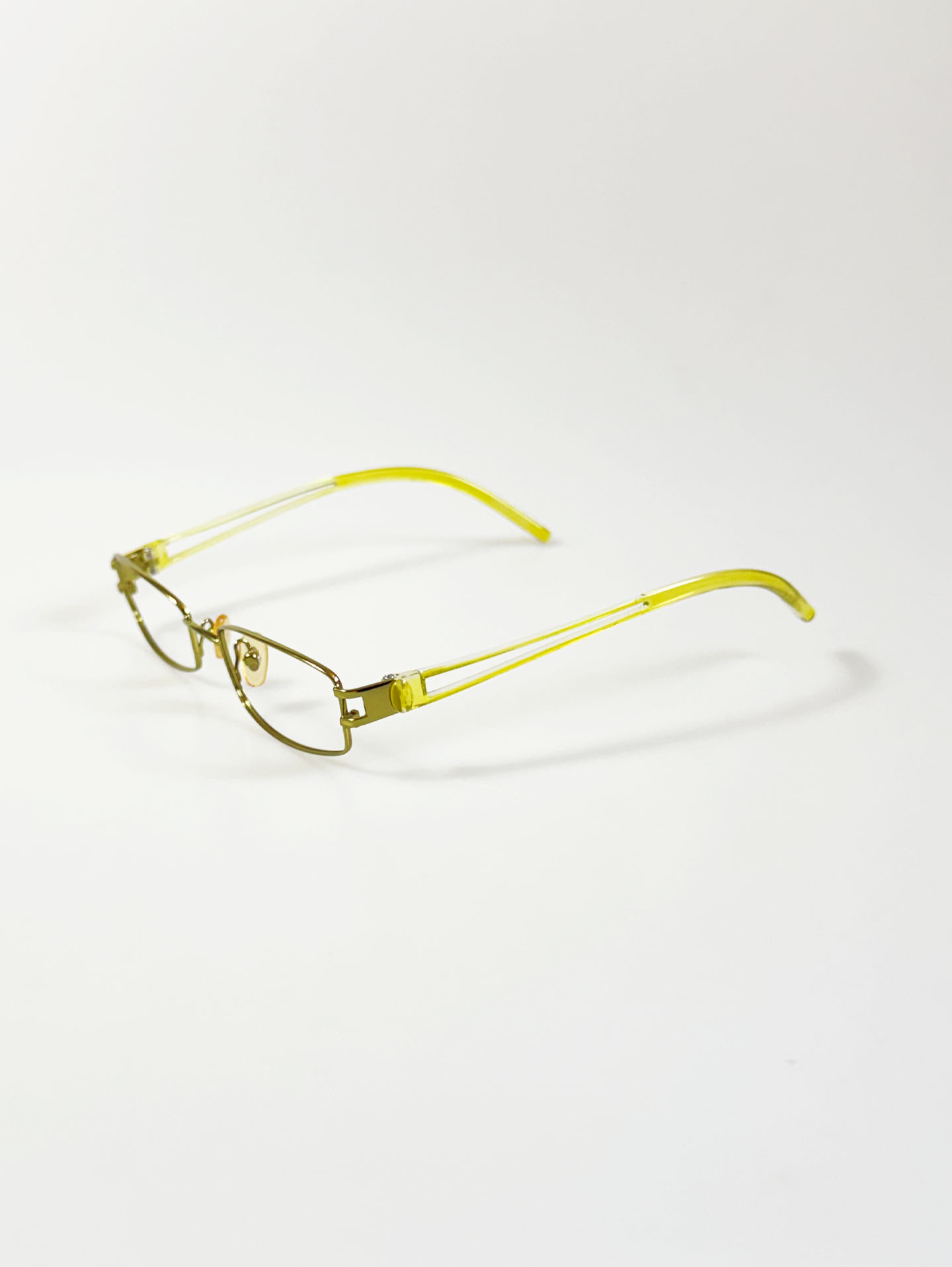 EPILOGUE Yellow Slim Square Metal Frame Glasses