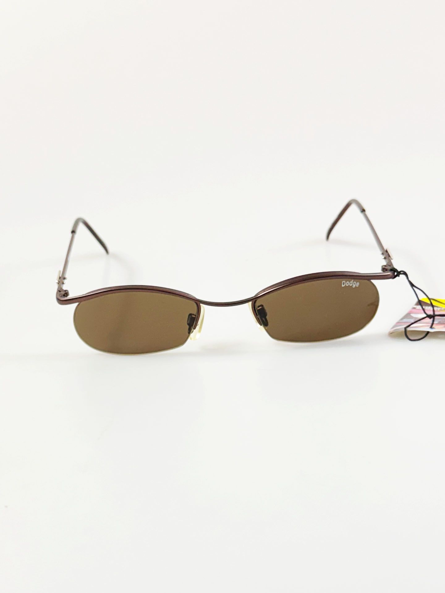90's DODGE Brown Oval Wire Frame Sunglasses