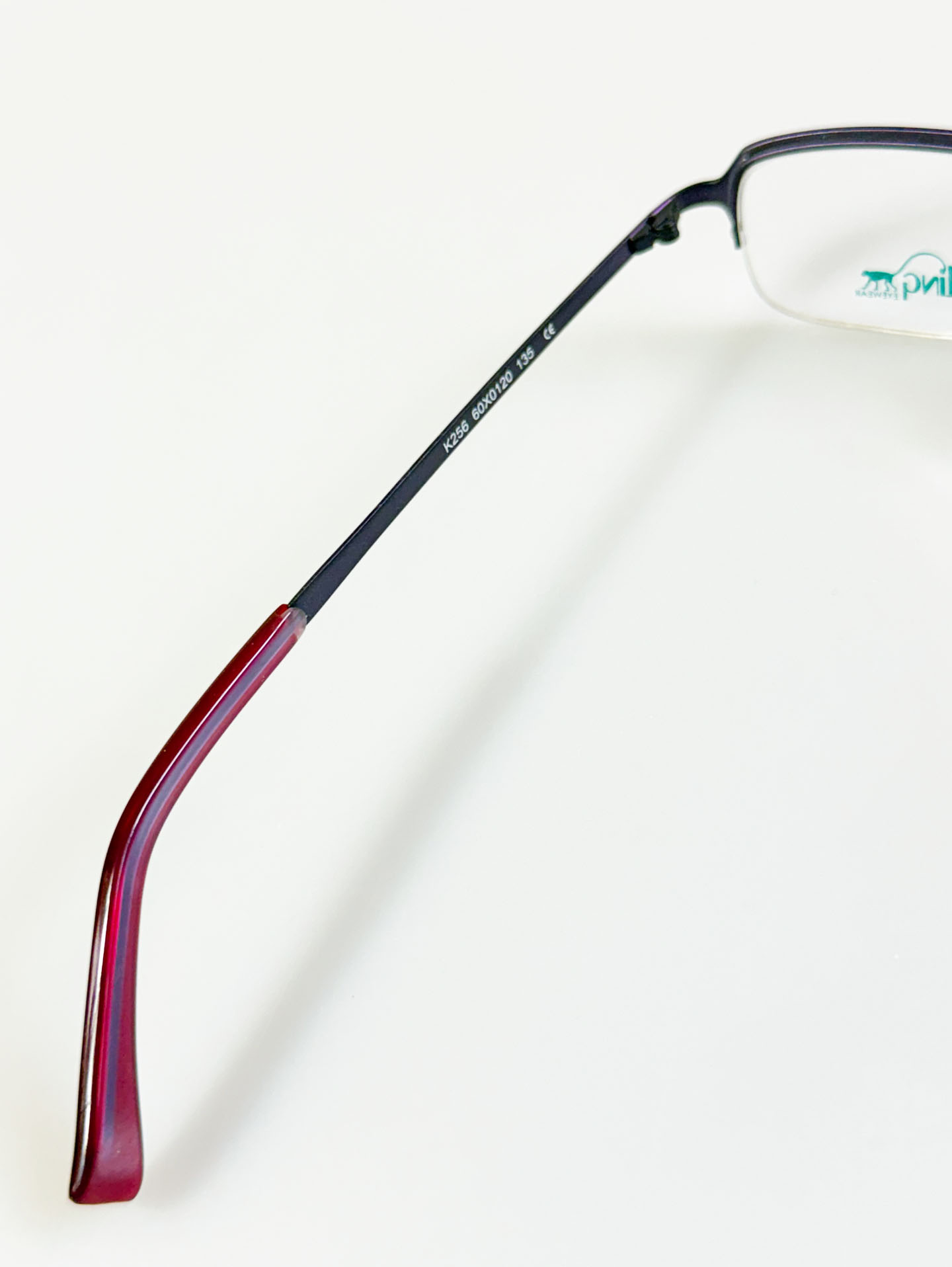 Kipling Deep Purple Square Semi-Rimless Metal Frame Glasses