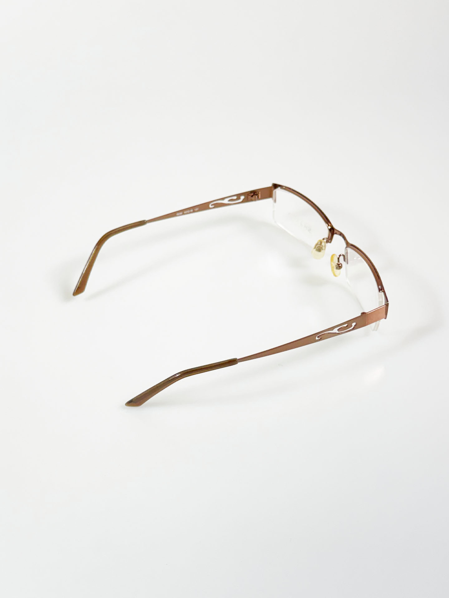 HARU Semi-Rimless Brown Square Metal Frame Glasses