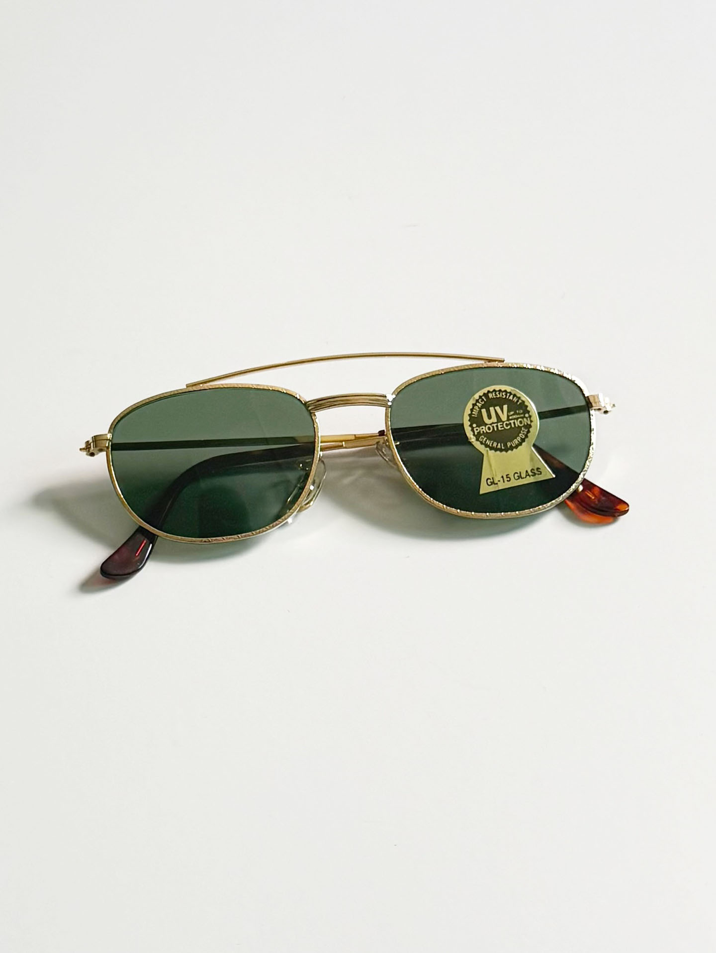 90’s Double Bridge Gold Metal Square Sunglasses