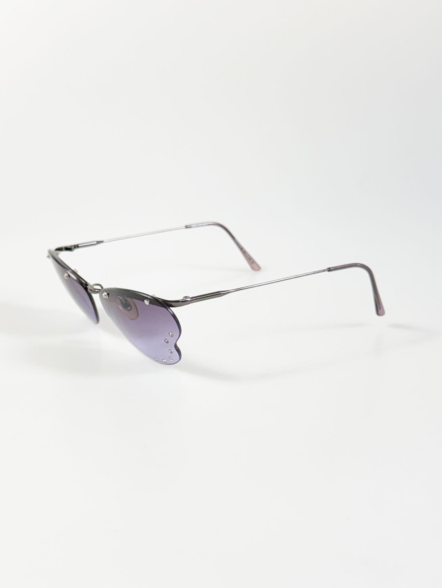 90's Butterfly Rimless Metal Tint Sunglasses