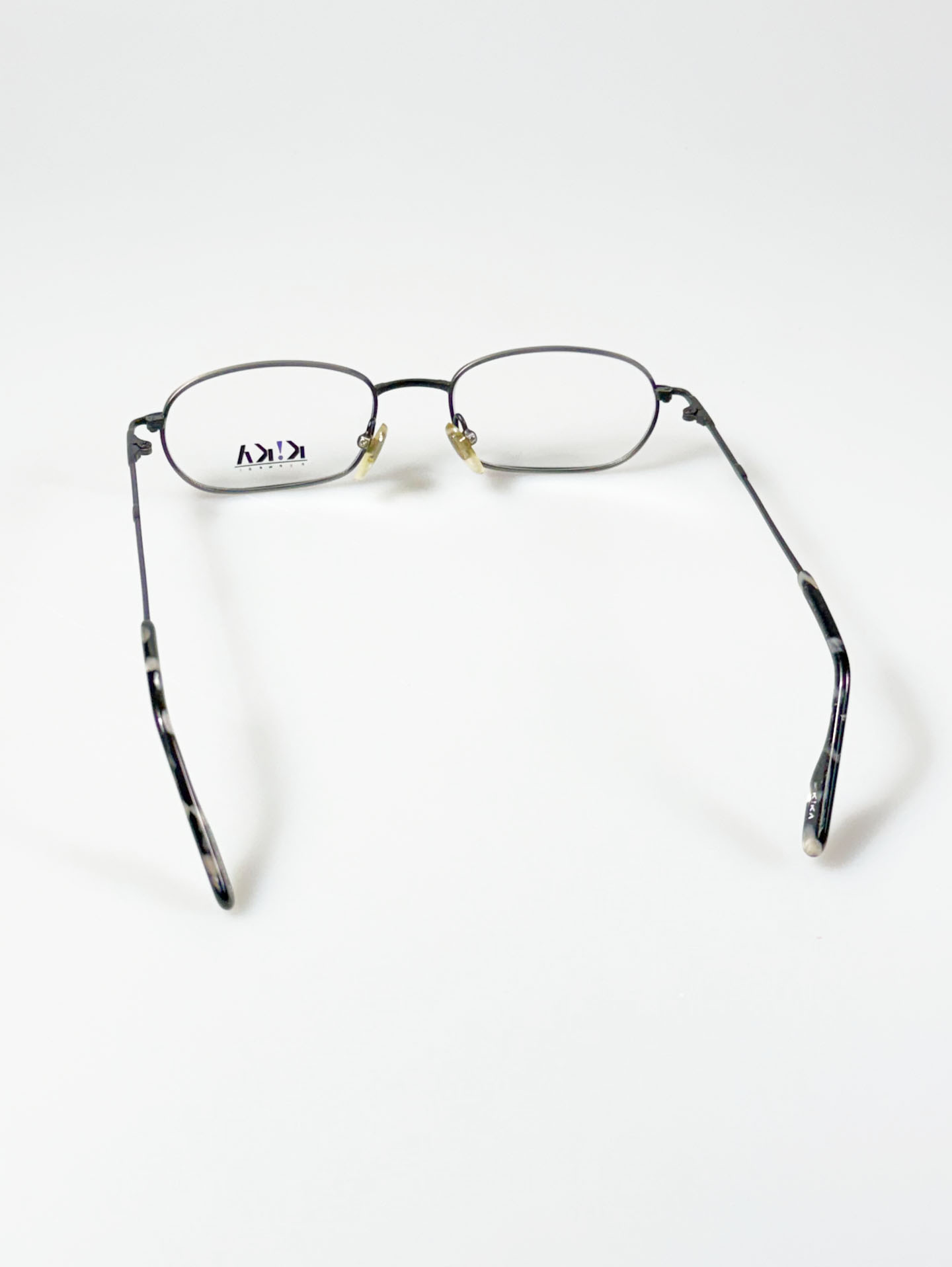 90's K!KA Matte Silver Grey Slim Square Metal Frame Glasses