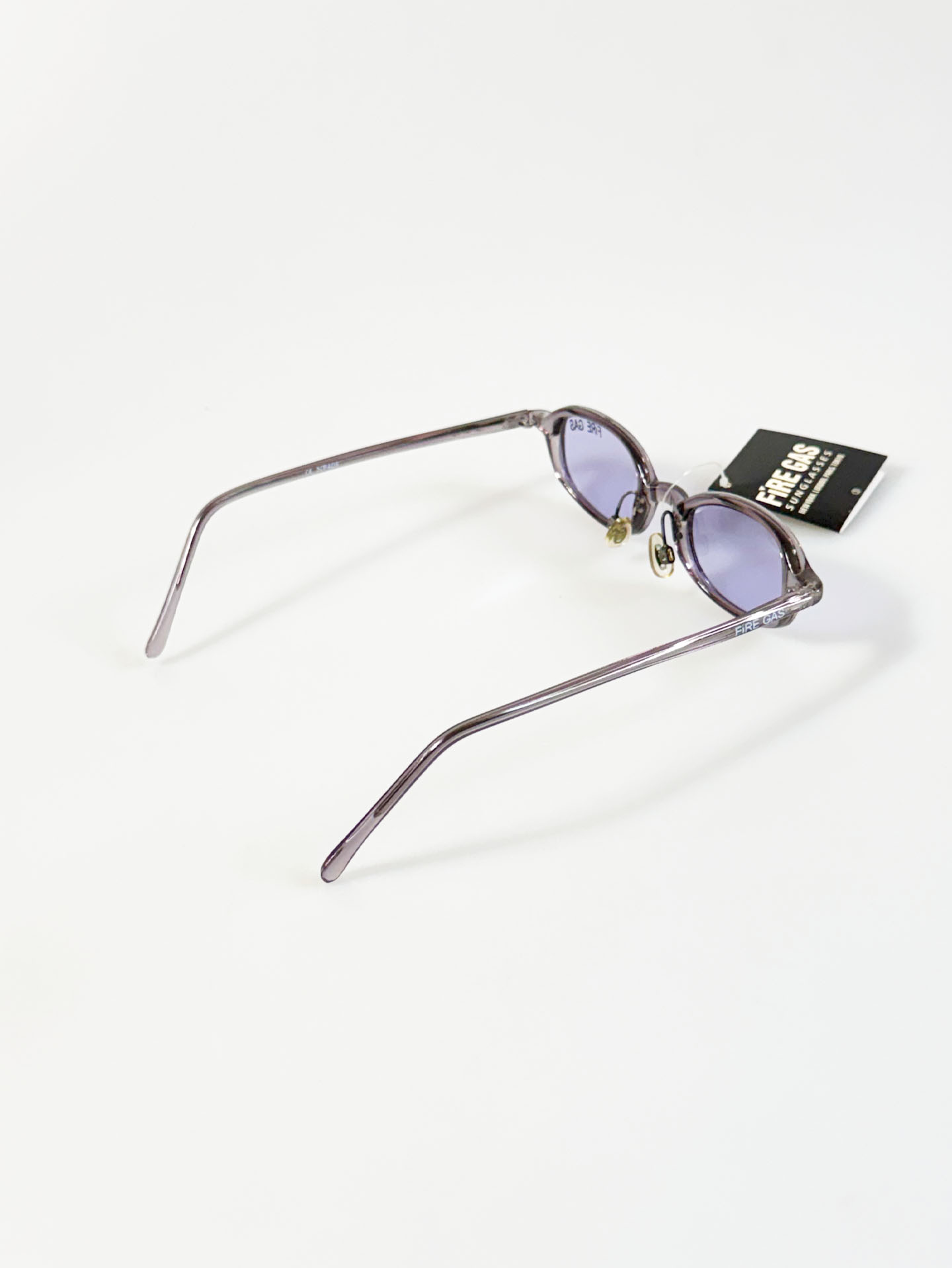 90's FIRE GAS Lavender Slim Oval Horn-Rim Tinted Sunglasses