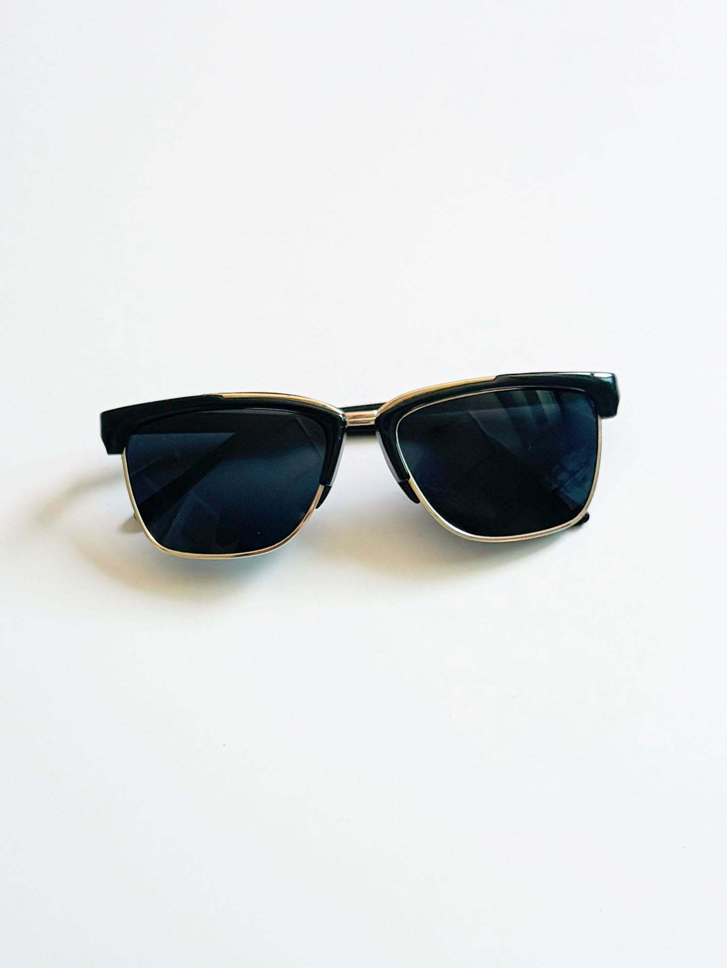 Black&Gold Clubmaster Browline Square Frame Sunglasses