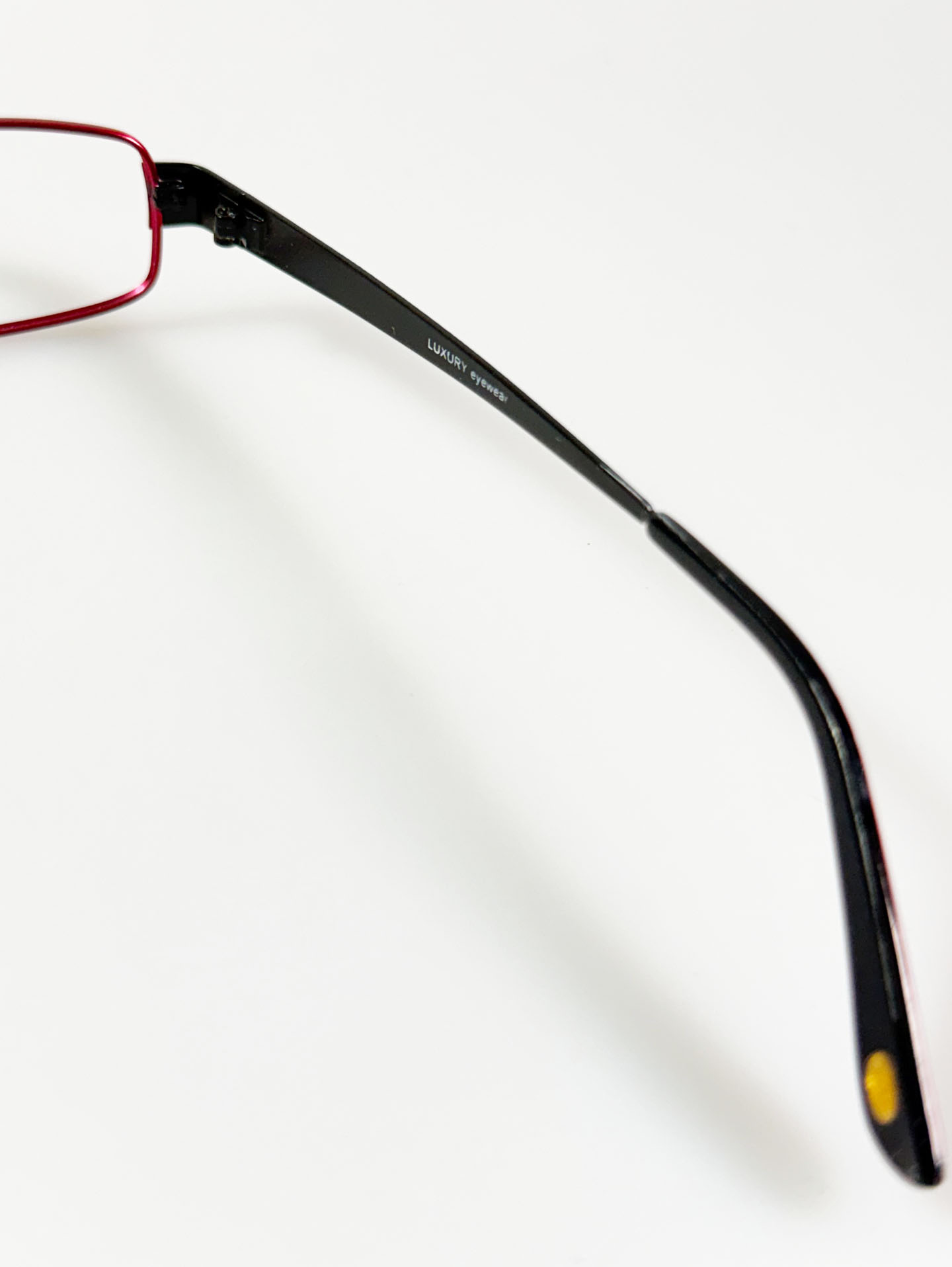 LUXURY Occhiali Red & Black Slim Square Metal Glasses