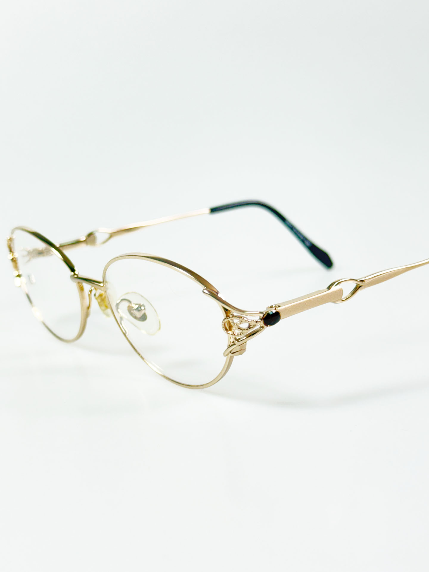 Gold Metal Slim Oval Frame Glasses