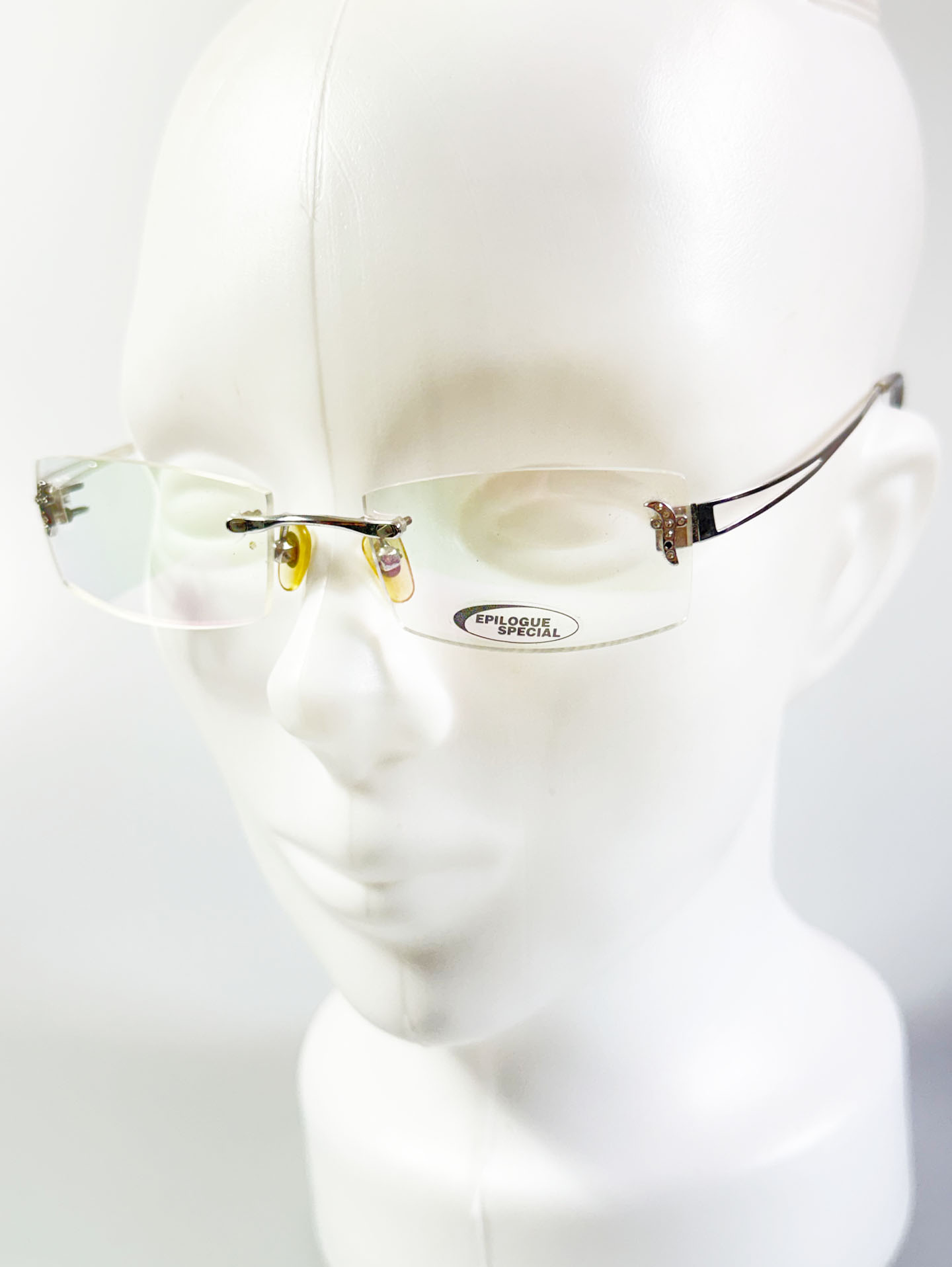 EPILOGUE Rimless Square Silver Metal Frame Glasses