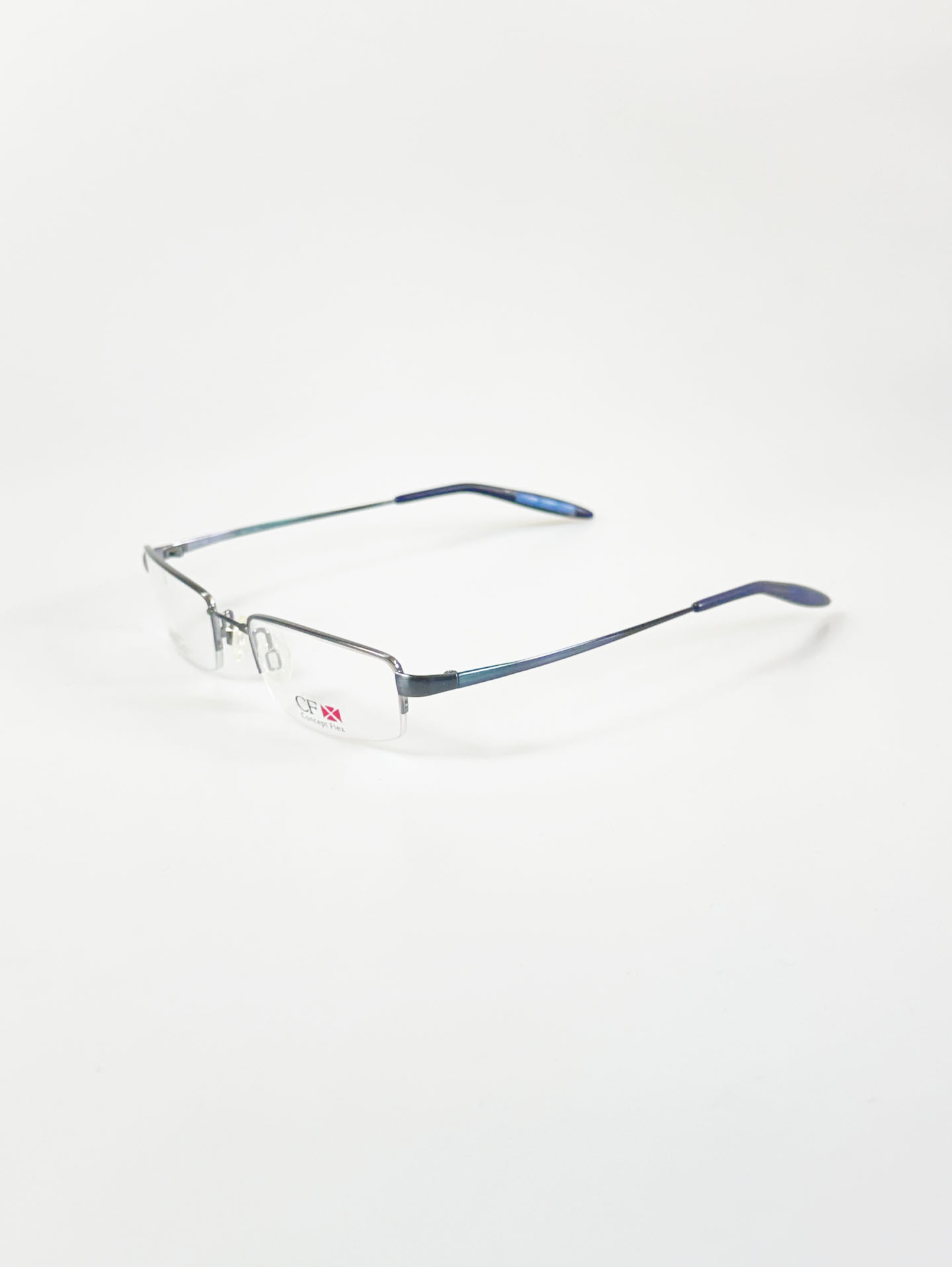 Concept Flex Blue Half-Rim Metal Square Frame Glasses