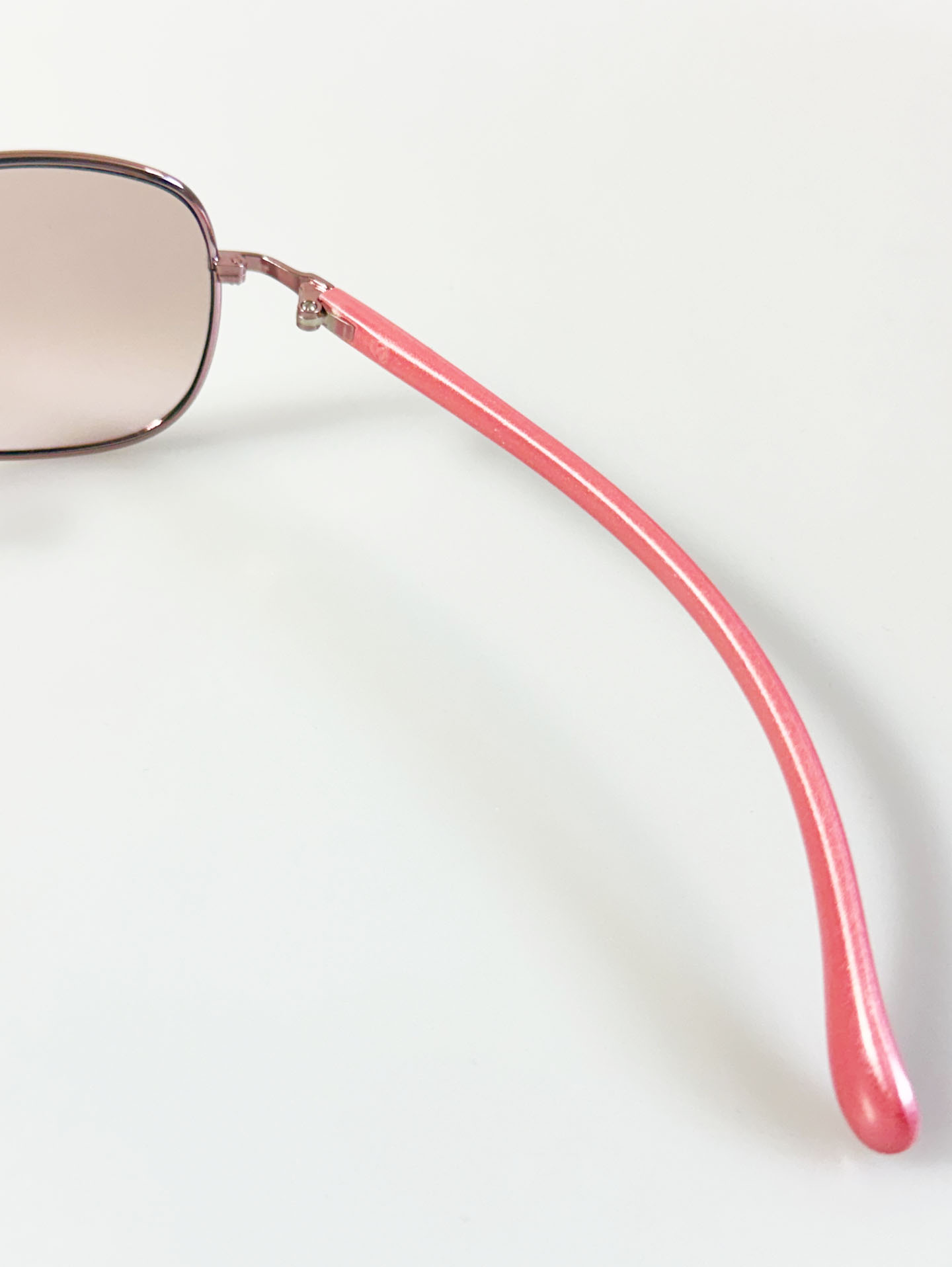 Pink Metal Slim Square Tinted Sunglasses