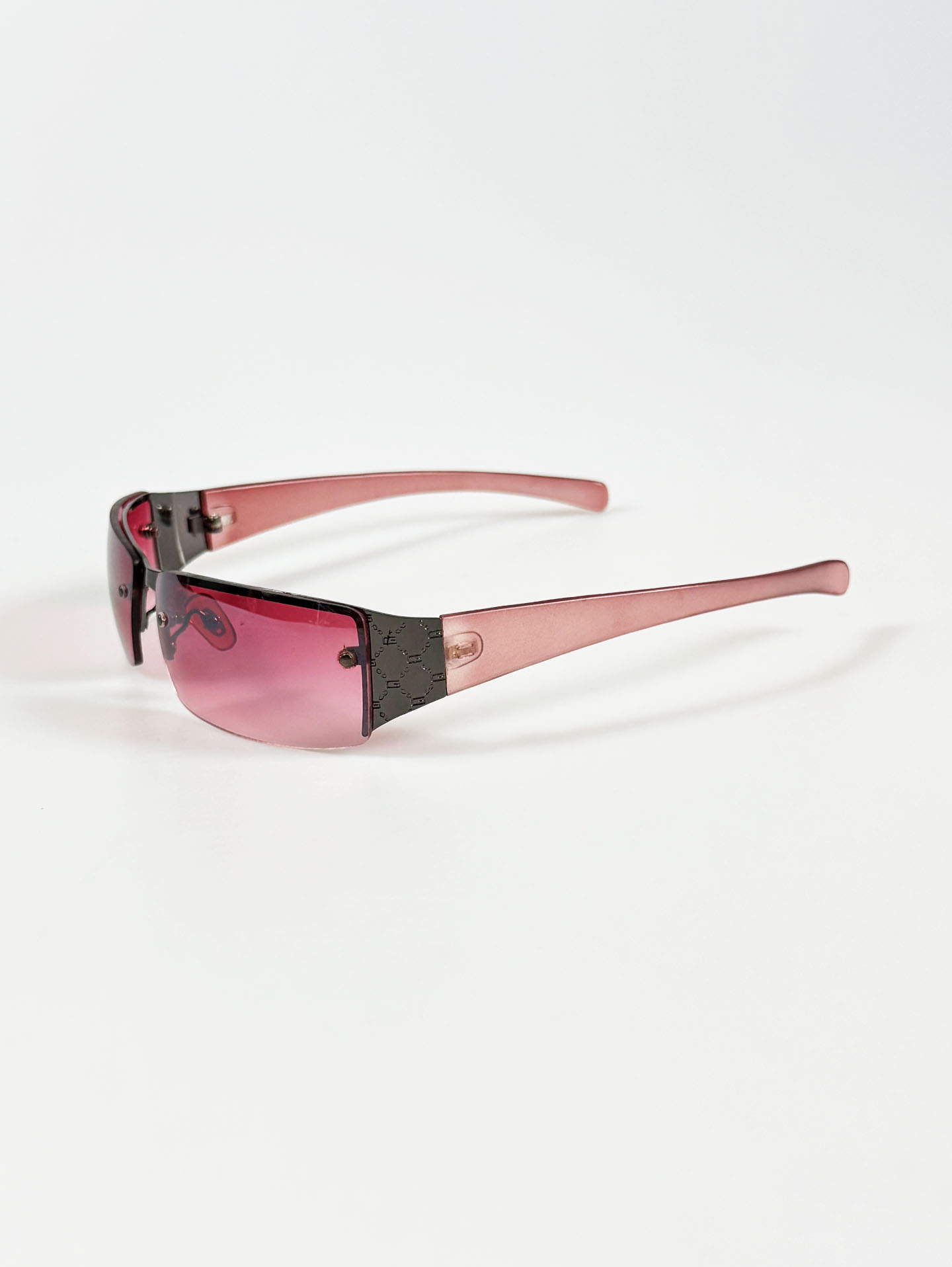 Rimless Wide Square Metal Frame Tint Sunglasses
