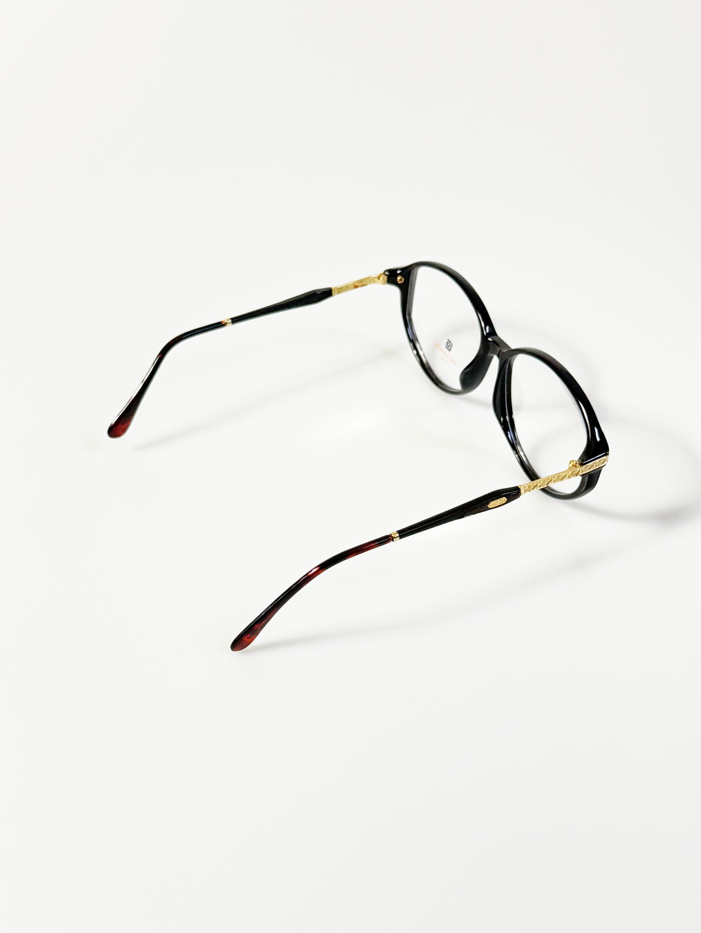 90's Guy Laroche Paris Black Oval Horn-Rim Frame Glasses