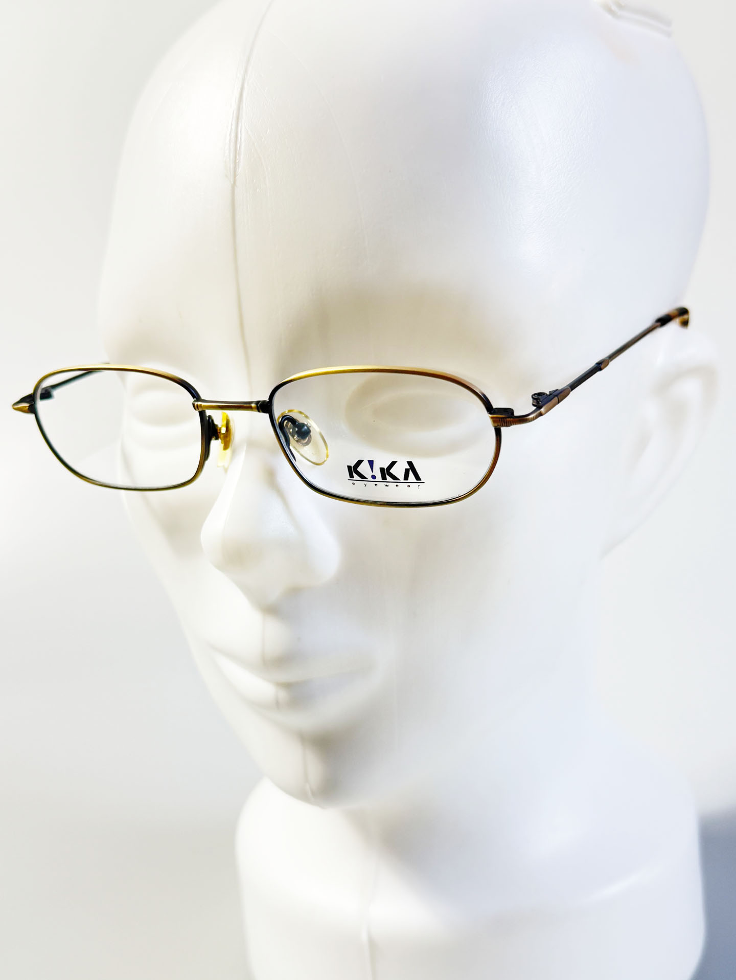 90's K!KA Matte Gold & Black Two-Tone Metal Slim Square Glasses