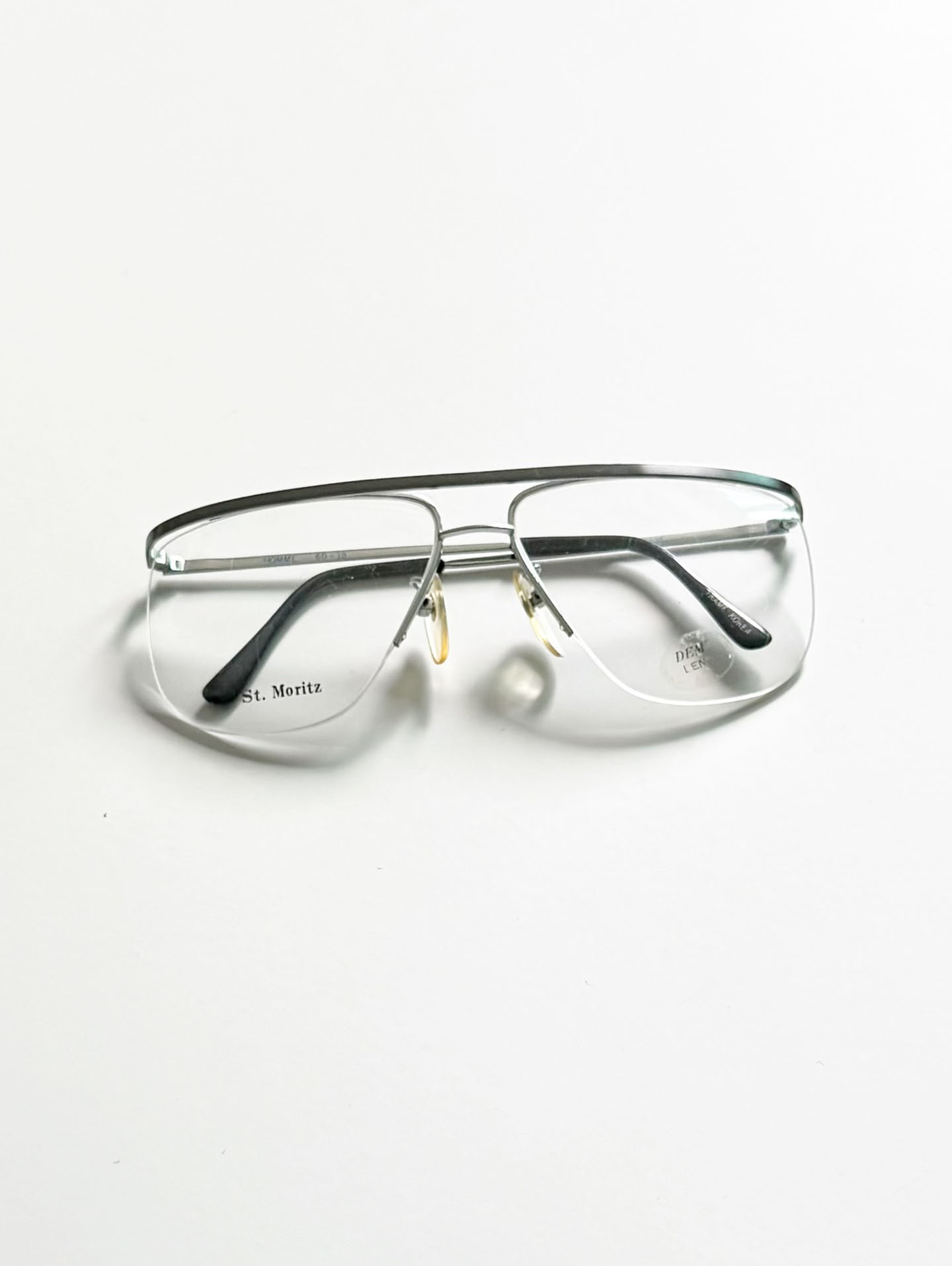 90's St. Moritz Silver Semi-Rimless Boeing Metal Glasses