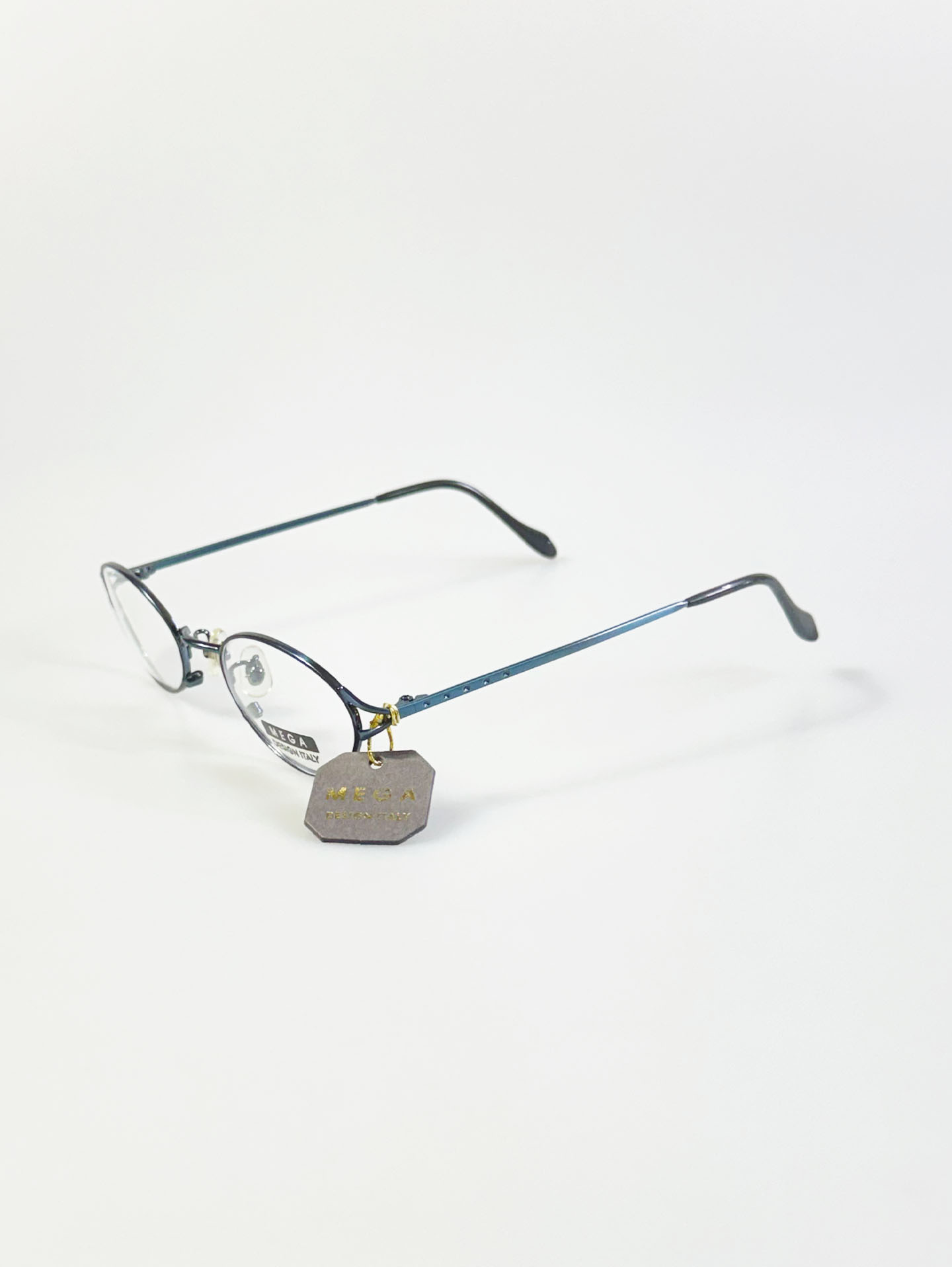 MEGA Deep Blue Slim Oval Metal Frame Glasses
