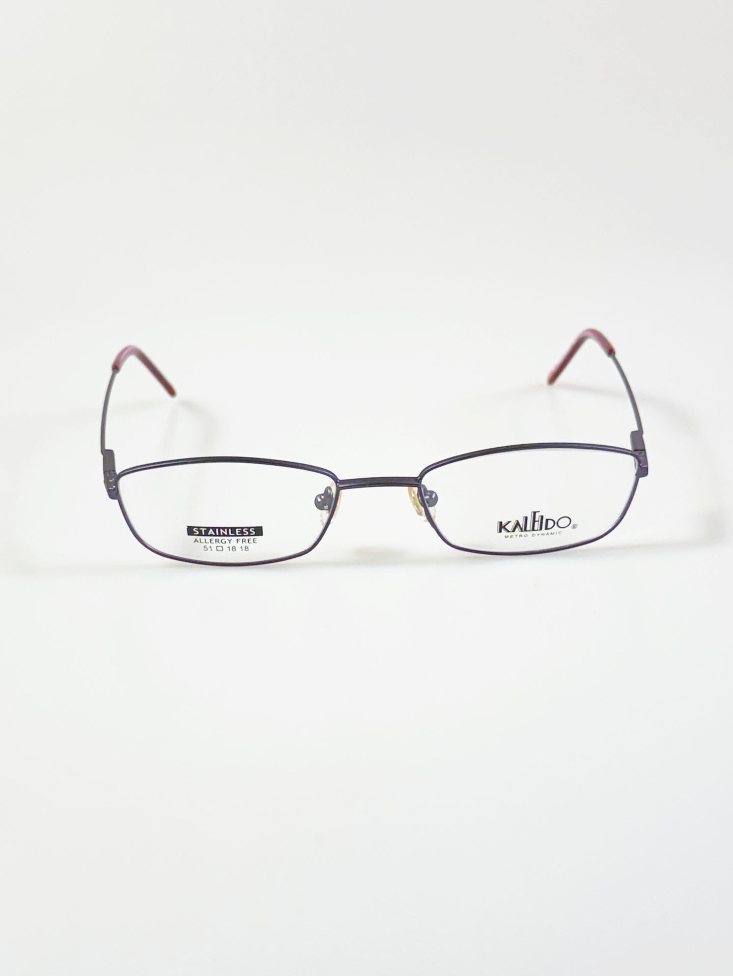 90's KALEIDO Matt Purple Slim Square Metal Frame Glasses