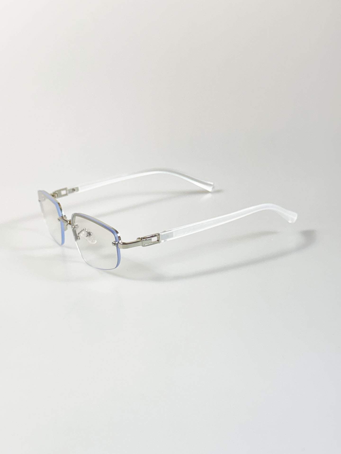 Rimless Square Metal Frame Clear Tint Sunglasses