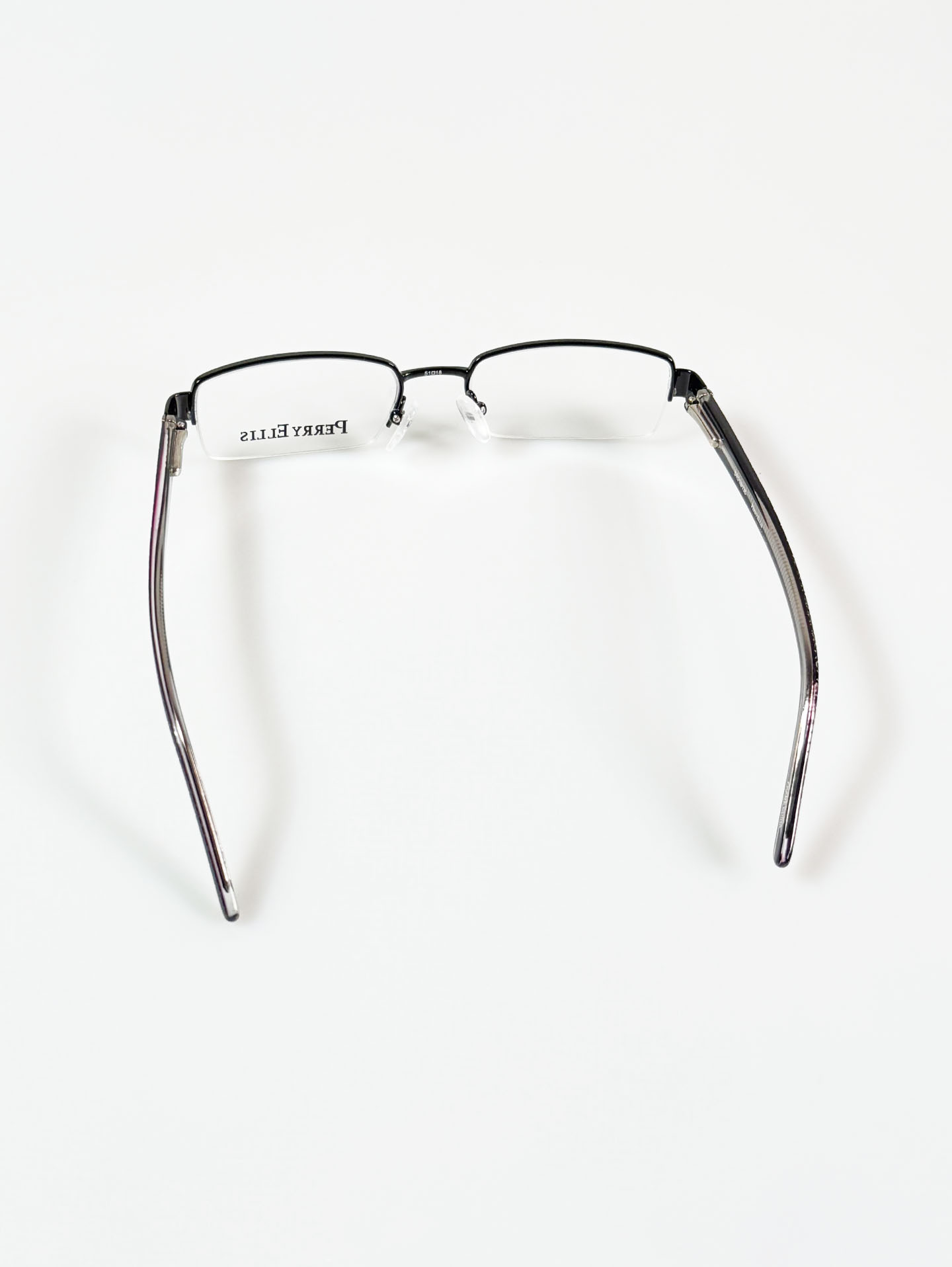 Perry Ellis Semi-Rimless Square Metal Frame Glasses