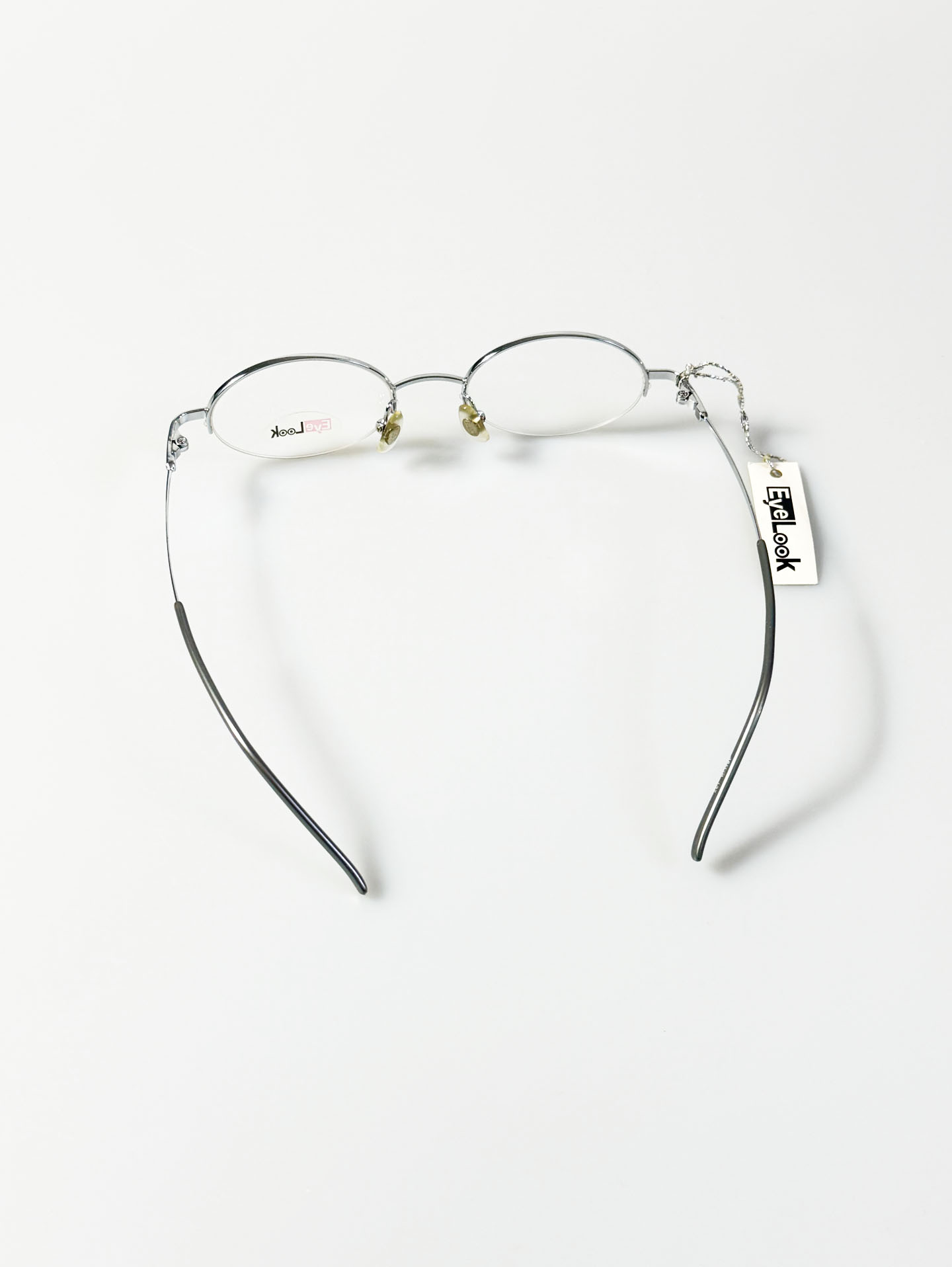 EyeLook Slim Silver Half-Rim Metal Oval Frame Glasses