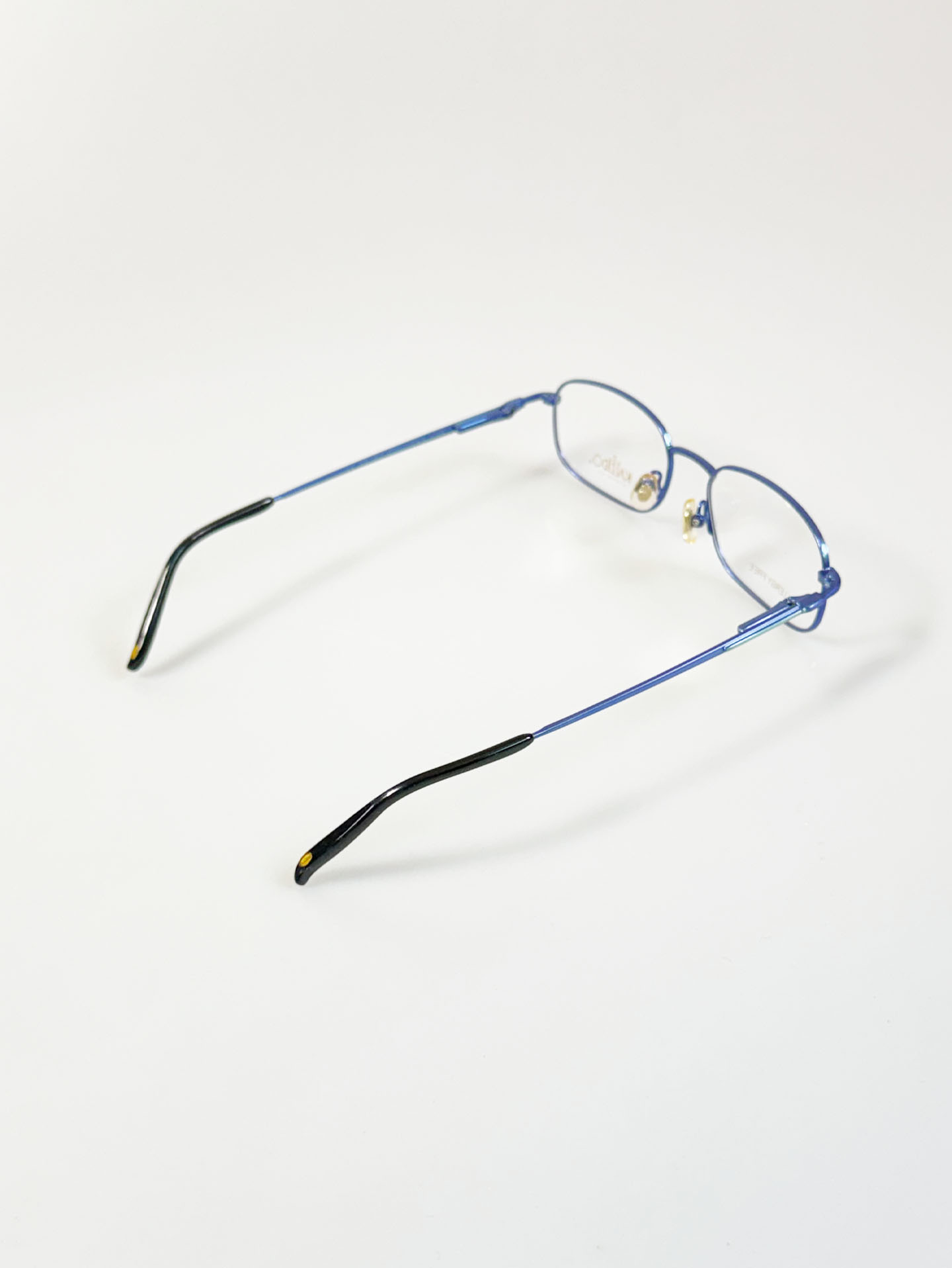 90's KALEIDO Blue Slim Square Metal Frame Glasses