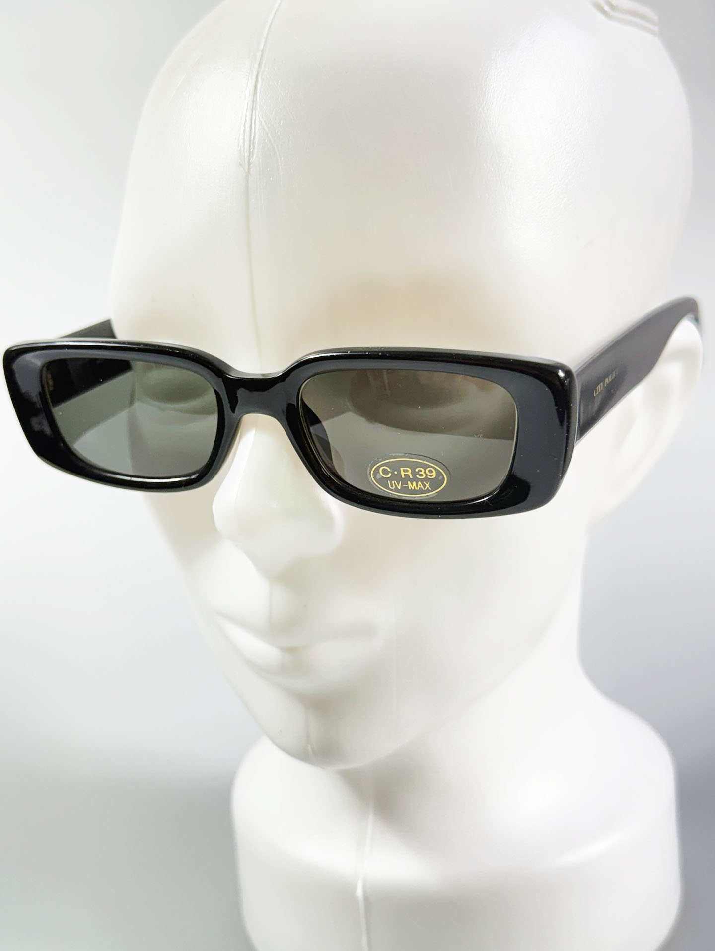 90's CITY POLICE Black Bold Square Acetate Sunglasses
