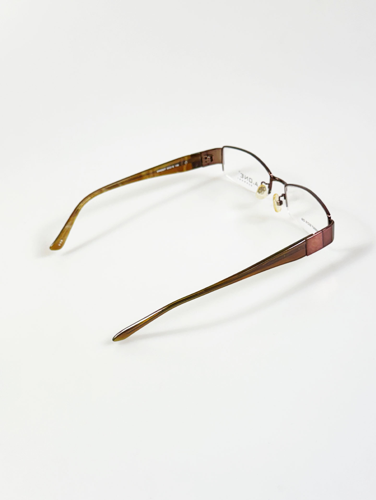A.ONE Brown Half-Rim Square Metal Glasses