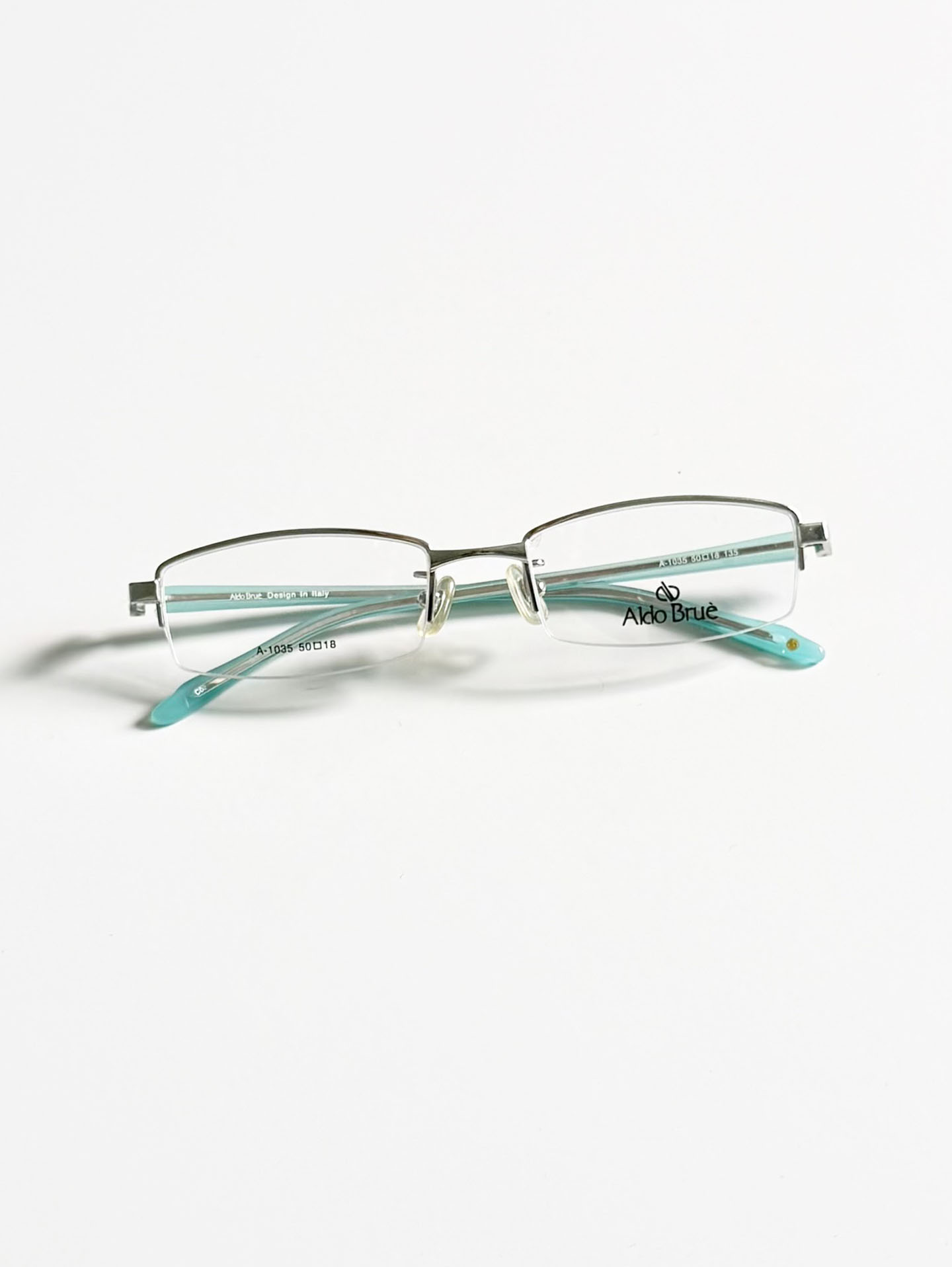 ALDO BRUE Silver Semi-Rimless Square Metal Glasses