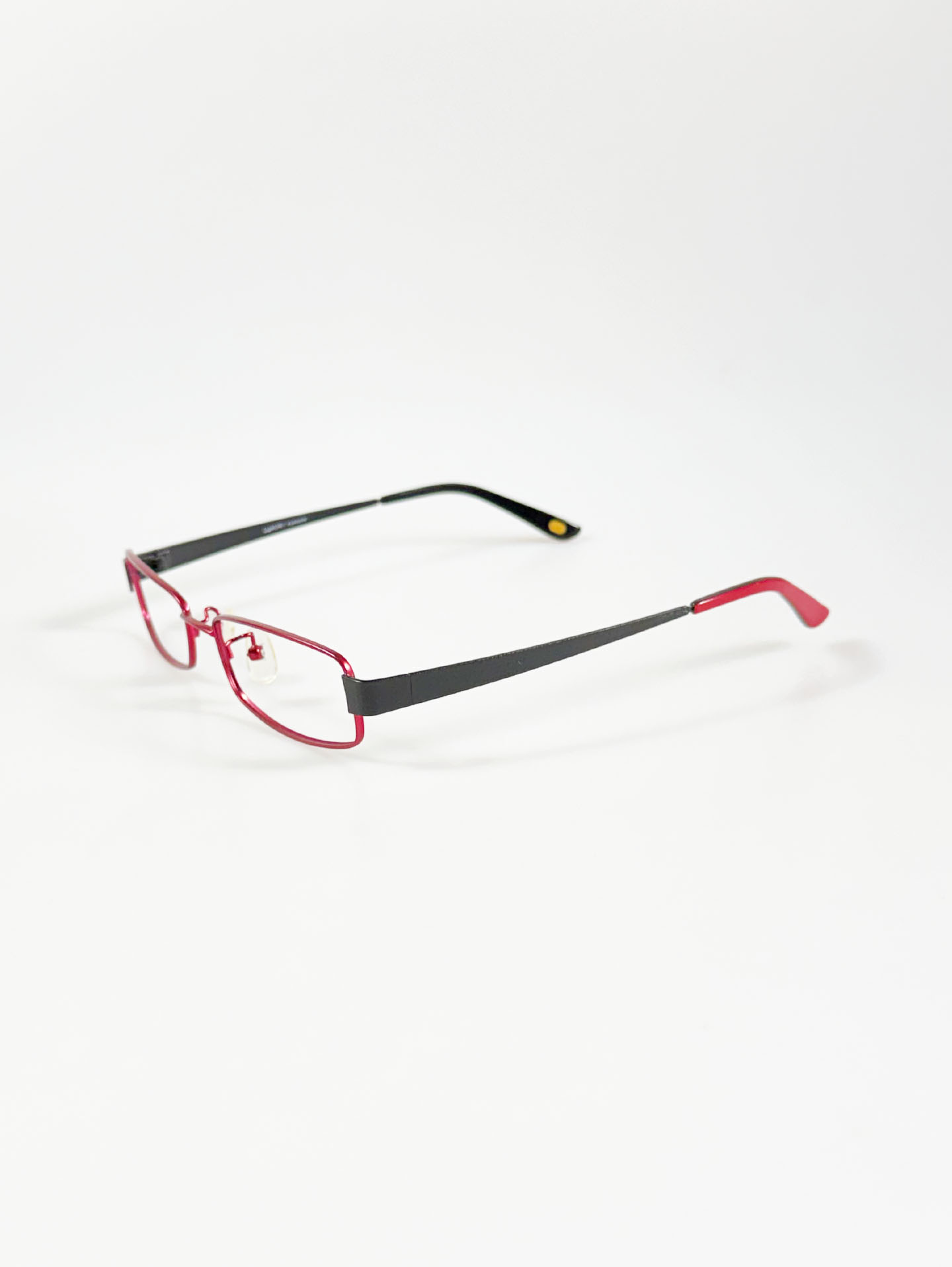 LUXURY Occhiali Red & Black Slim Square Metal Glasses